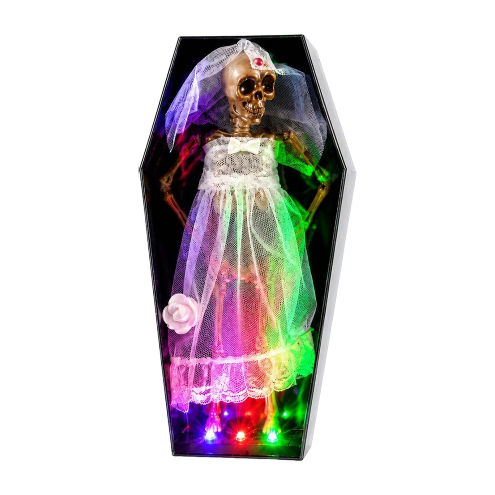 Ataúd de esqueleto animado de Halloween Musical Horripilante Con Luces