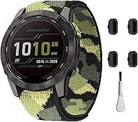 Vista 1 de Compatible con la correa de reloj Garmin para Fenix 7x/ Fenix 7x Solar/Fenix 7x Sapphire Solar 1.024 in Nylon Camouflage Sport Bracelet