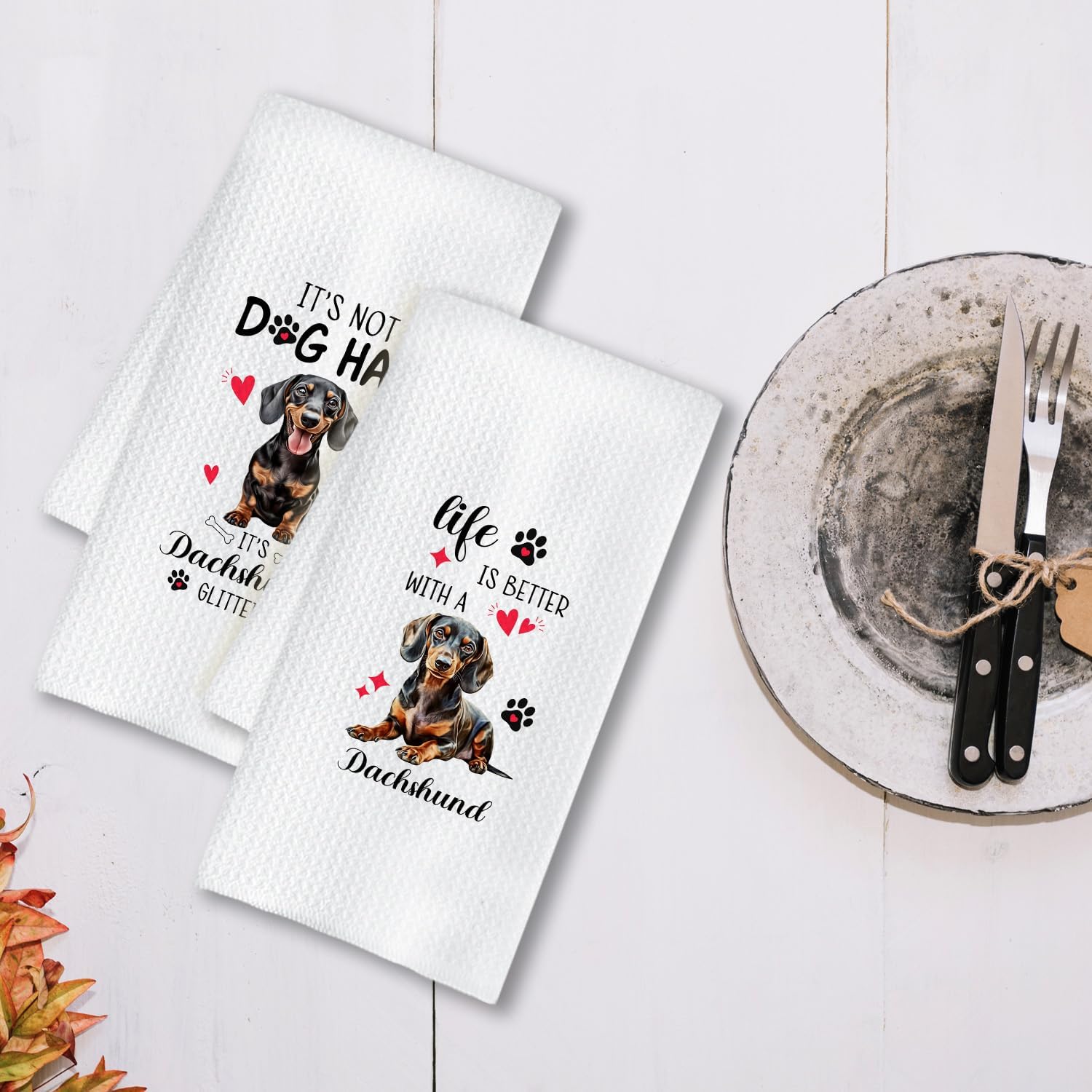 Chicimln Dachshund Dog Kitchen Towels, Weiner Dog Doxie Gifts Decorative Hand Towels for Bathroom, Dachshund Lover Gifts Dish Tea Towel Drying Cloth for Kitchen Decor, 16x24 Inch Set of 2 - Image 3