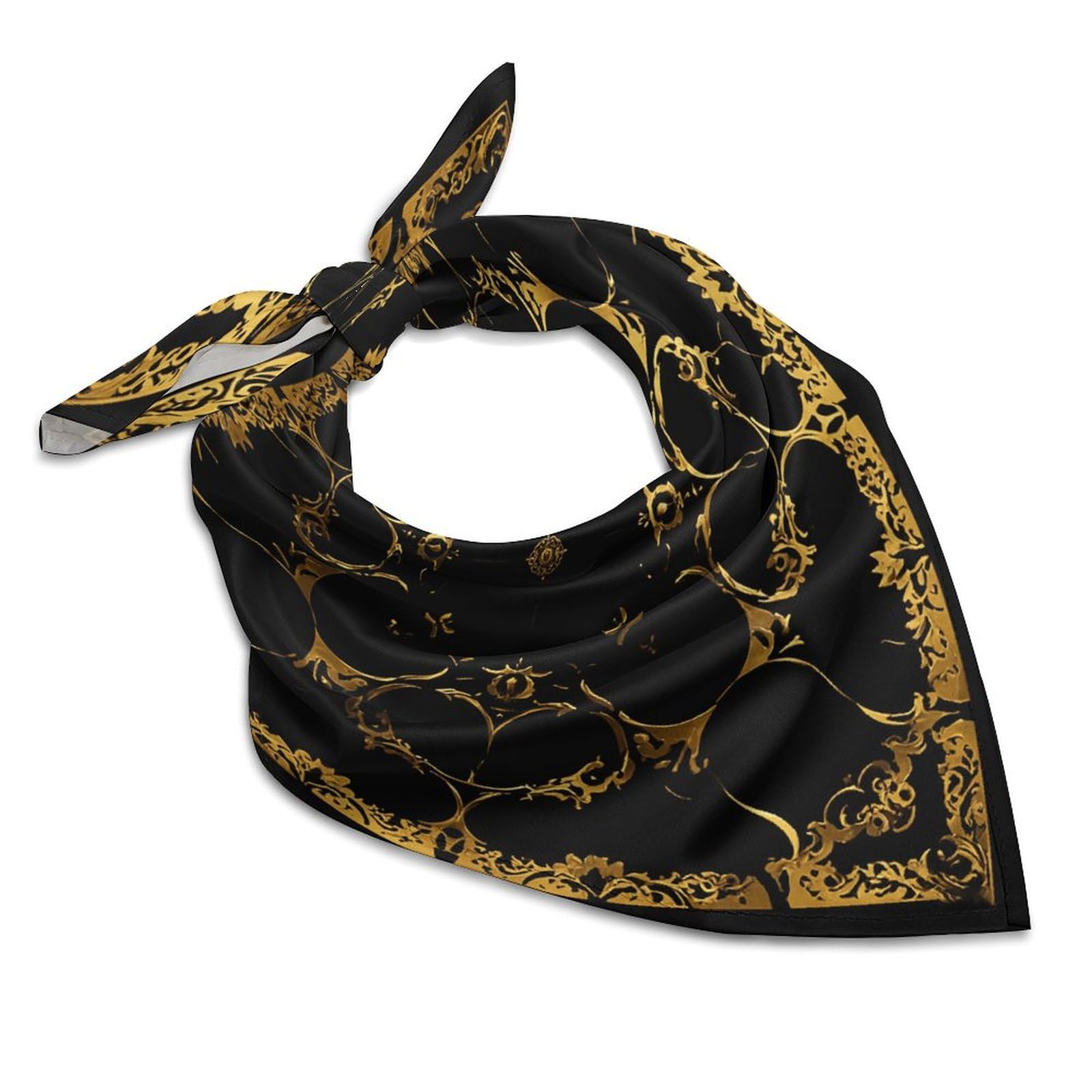 Jtklqbn Unisex Black And Gold Background 18"X18" Breathable Head Scarf Printed Headscarf Lightweight Square Scarf Women Scarves Bandanas Neckerchief, 18"X18"