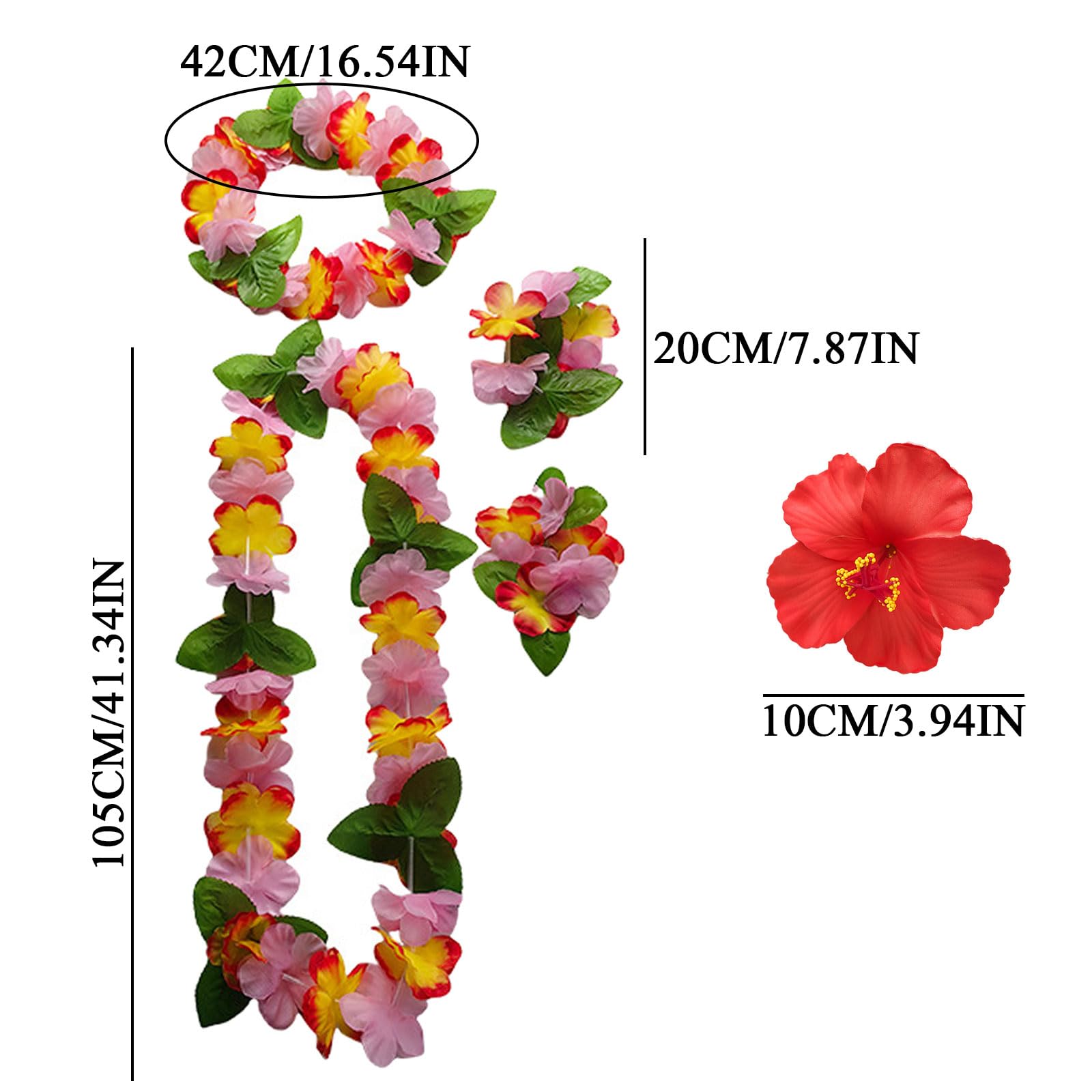 MUNSKT Hawaiian Party Set, Flower Bands, Bracelets, Grass Skirt, Bohemia Flower Hair Clip - Image 2