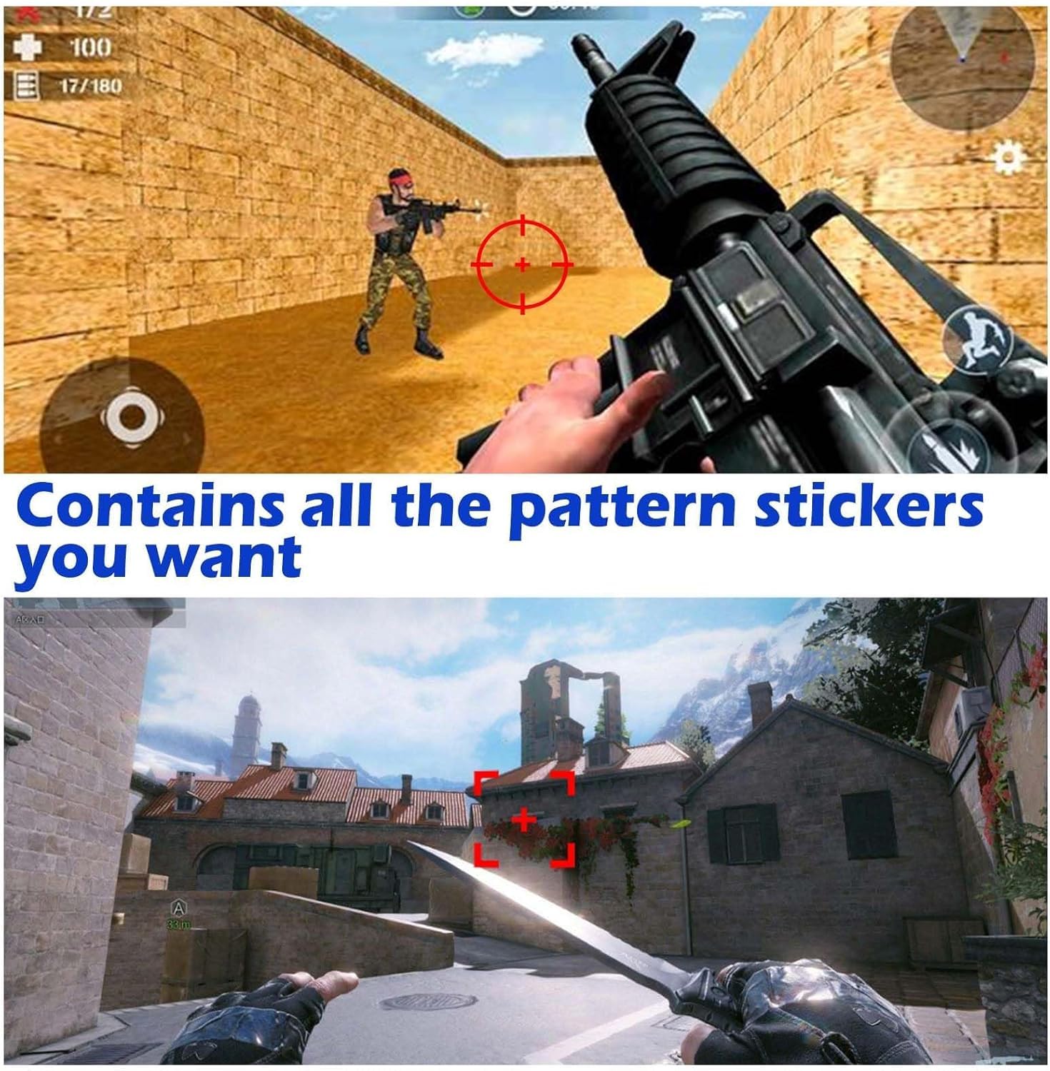 100PCS No Scope Aim Assist Stickers for FPS Games Reusable Crosshair 1-2cm Static Cling Shooting Target Stickers