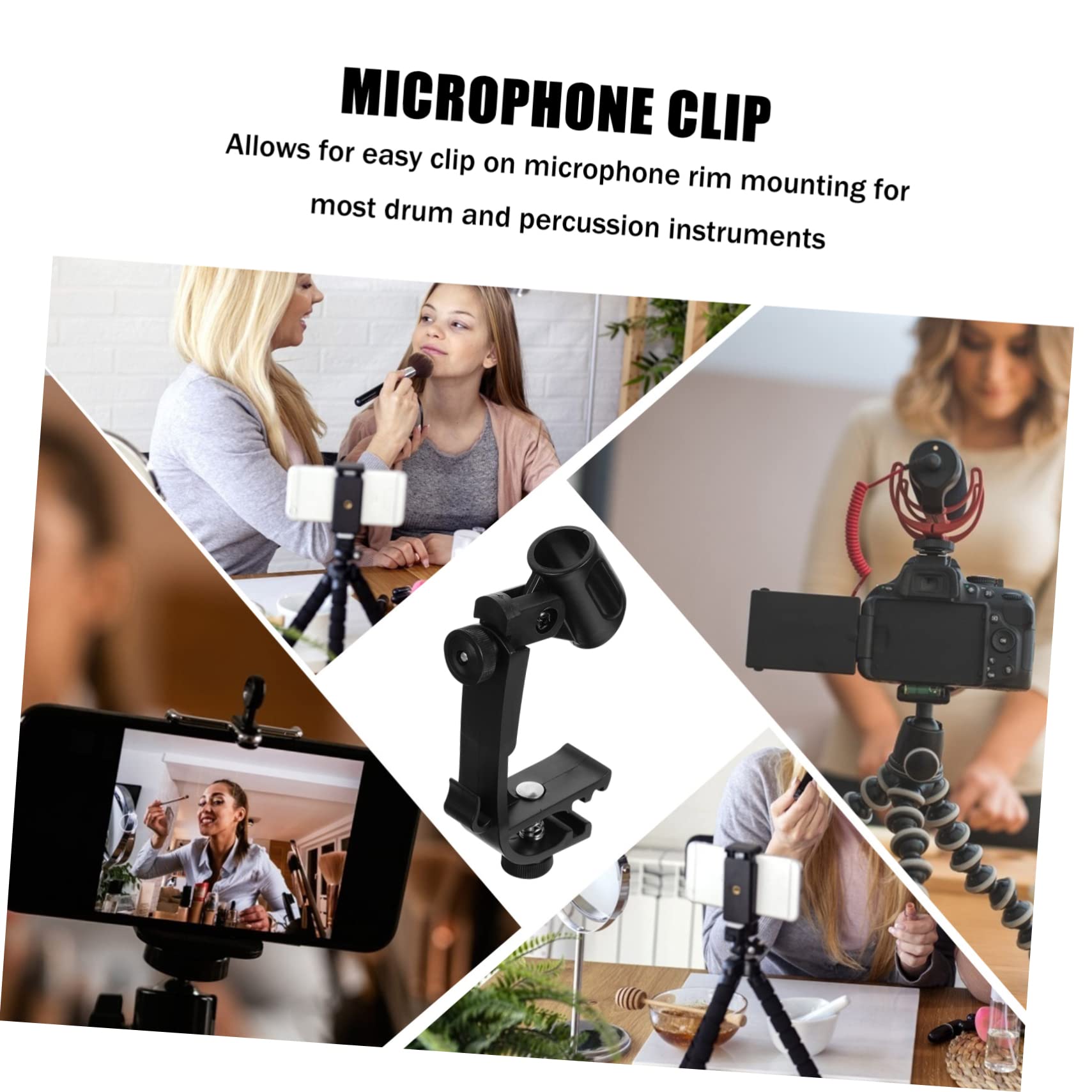 FUNOMOCYA 2 Pcs Adjustable Shockproof Drum Microphone Clips for Mic Stand Universal Mounting Clips for Secure Drum Microphone Positioning for Musicians and Performers
