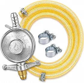 Kit Gás Fogão Completo – Mangueira Multiuso 7K 9K 11K + Regulador de Gás GLP + Abraçadeiras – 2 a 5 Metros para Botijão (5 Metros, 9K)