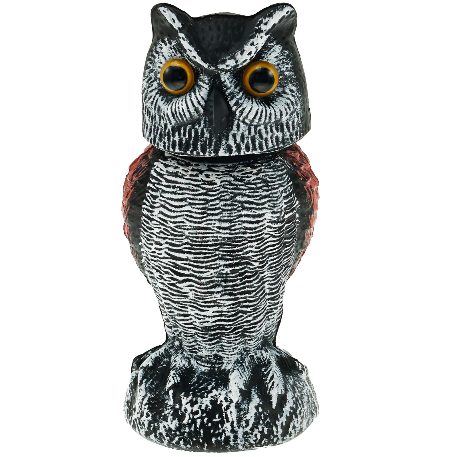 1pcs Garden Owls to Scare Birds Away, Fake Owl Bird Scarer Lifelike Owl Decoy, Simulation Owl Bird Deterrent with 360° Swivel Head, Plastic Owls Statue for Outdoor Yard Garden (Round ears)