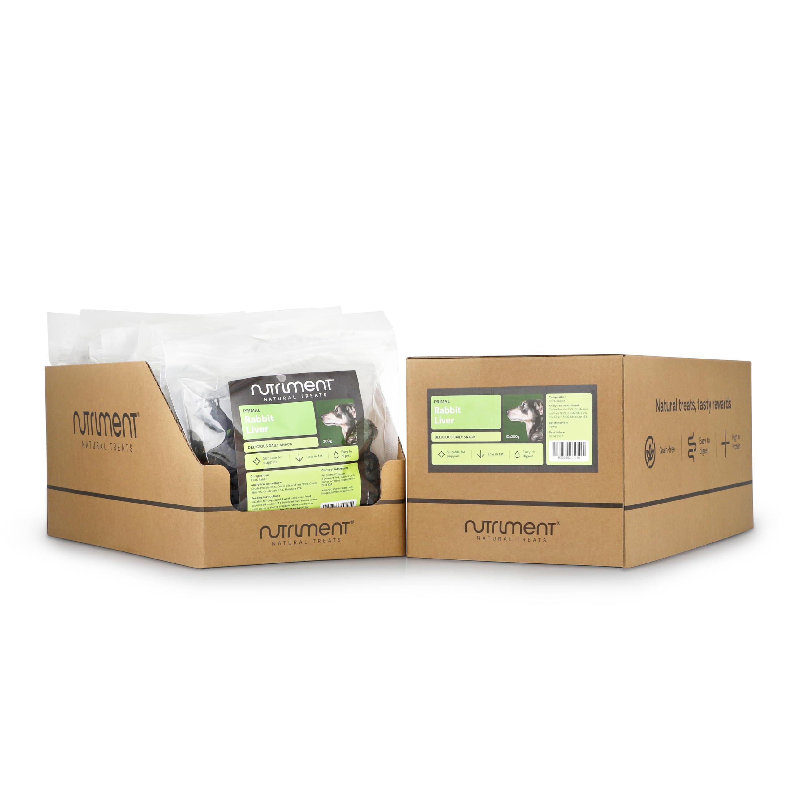 Natural Treats Dried Rabbit Liver for Dogs (8 packs) High Protein Hypoallergenic Highly Digestible Grain Free Treat