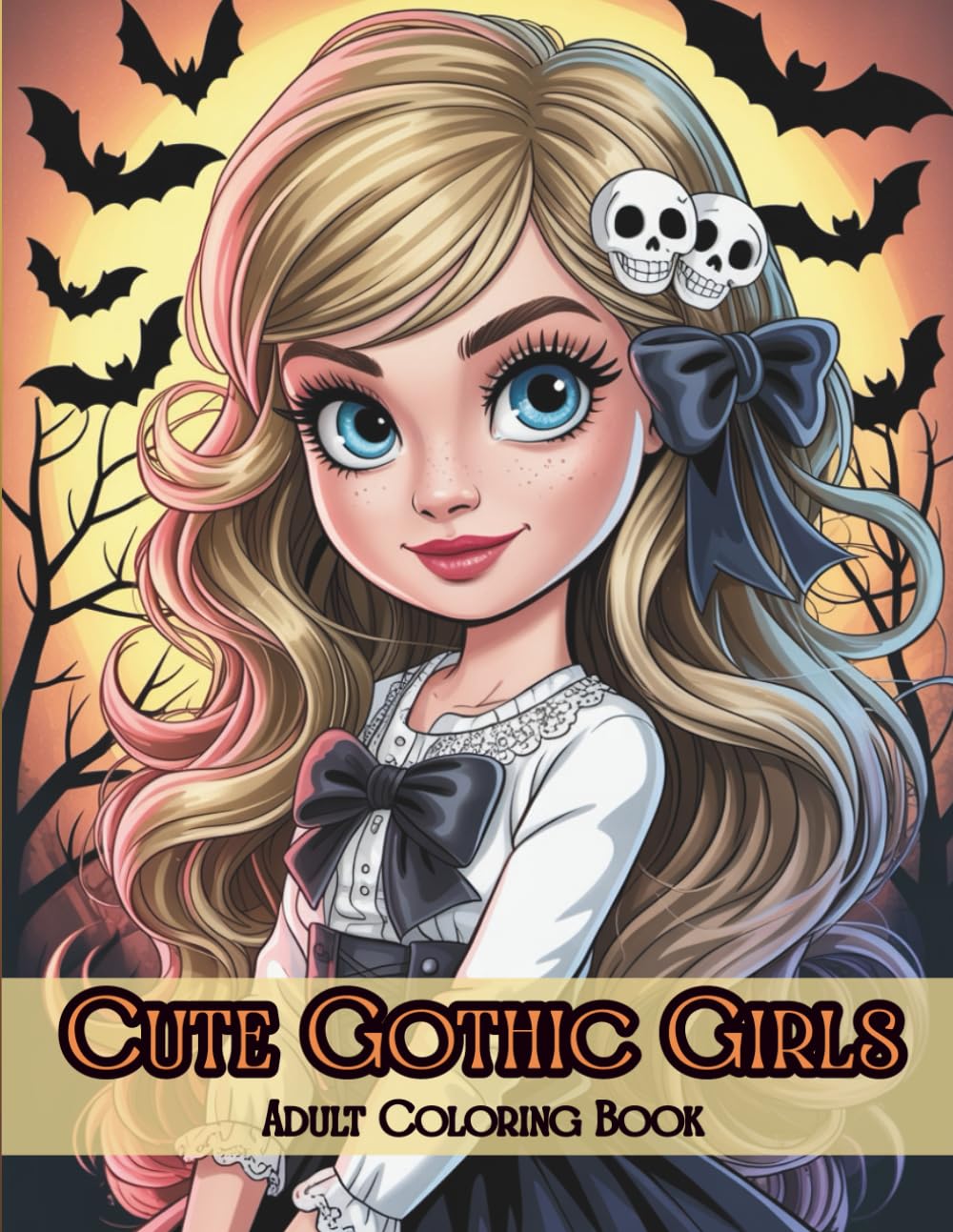 Cute Gothic Girls Coloring Book for Adults: Witchy Aesthetic, Dark Cute Fashion & Spooky Vibes: 76 Single-Sided Beautiful Goth Girl Designs