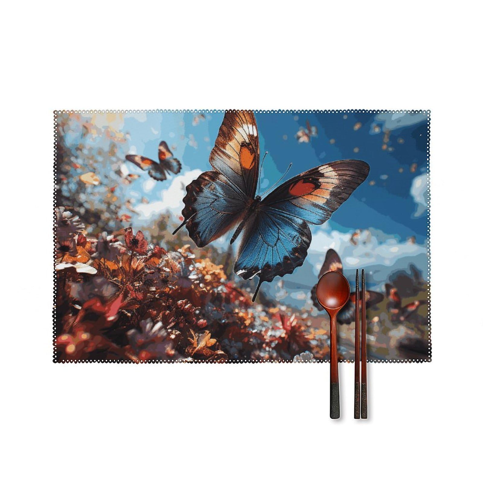 Sets de table de cuisine lot de 6 ambiance papillons pour repas de fête en famille