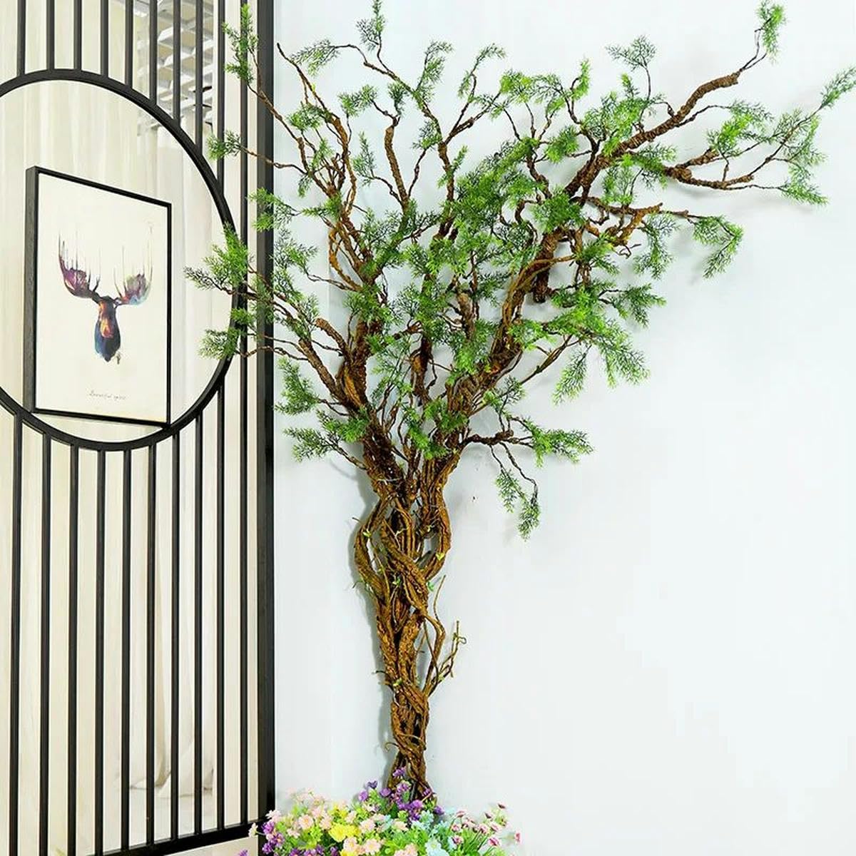 5 rami/100 cm artificiale finto pino ramoscello piante verdi Liana appeso a parete in rattan fiori flessibili arco arredamento da giardino-albero di vite