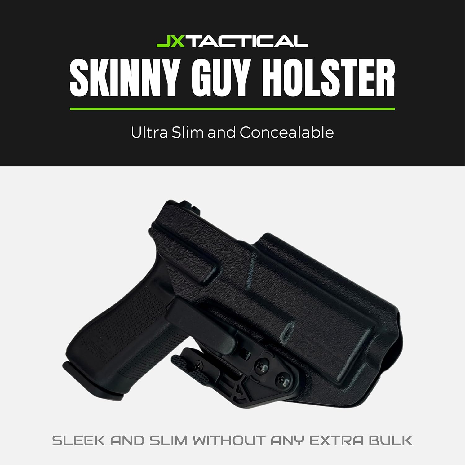 JX Tactical Skinny Guy Holster - Concealed Carry Pistol Holster, Ultra Slim Inside The Waistband, Overhook Clip, Pistol Accessories, Optics Ready - Made in USA