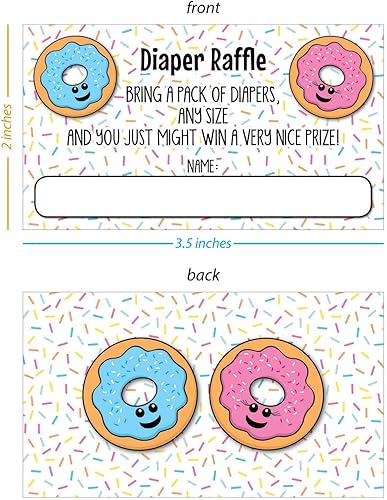 Miniatura 2 de 25 insertos de boletos para rifas de pañales en forma de dona para invitaciones de baby shower o espolvorear