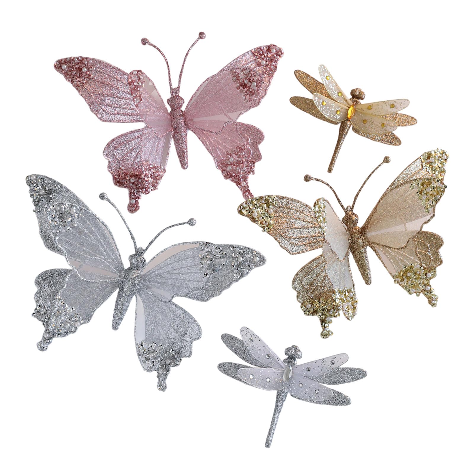 Decorazioni natalizie da appendere facili da usare, 5 pezzi, a forma di farfalla, libellule, ornamento per case, decorazioni per feste di vacanza, decorazioni da appendere