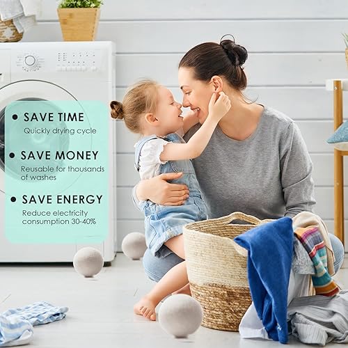 Miniatura 6 de Bolas de secado de lana orgánicas paquete de 4 unidades XL bolas de secadora de ropa 100 lana de Nueva Zelanda suavizante de tela natural