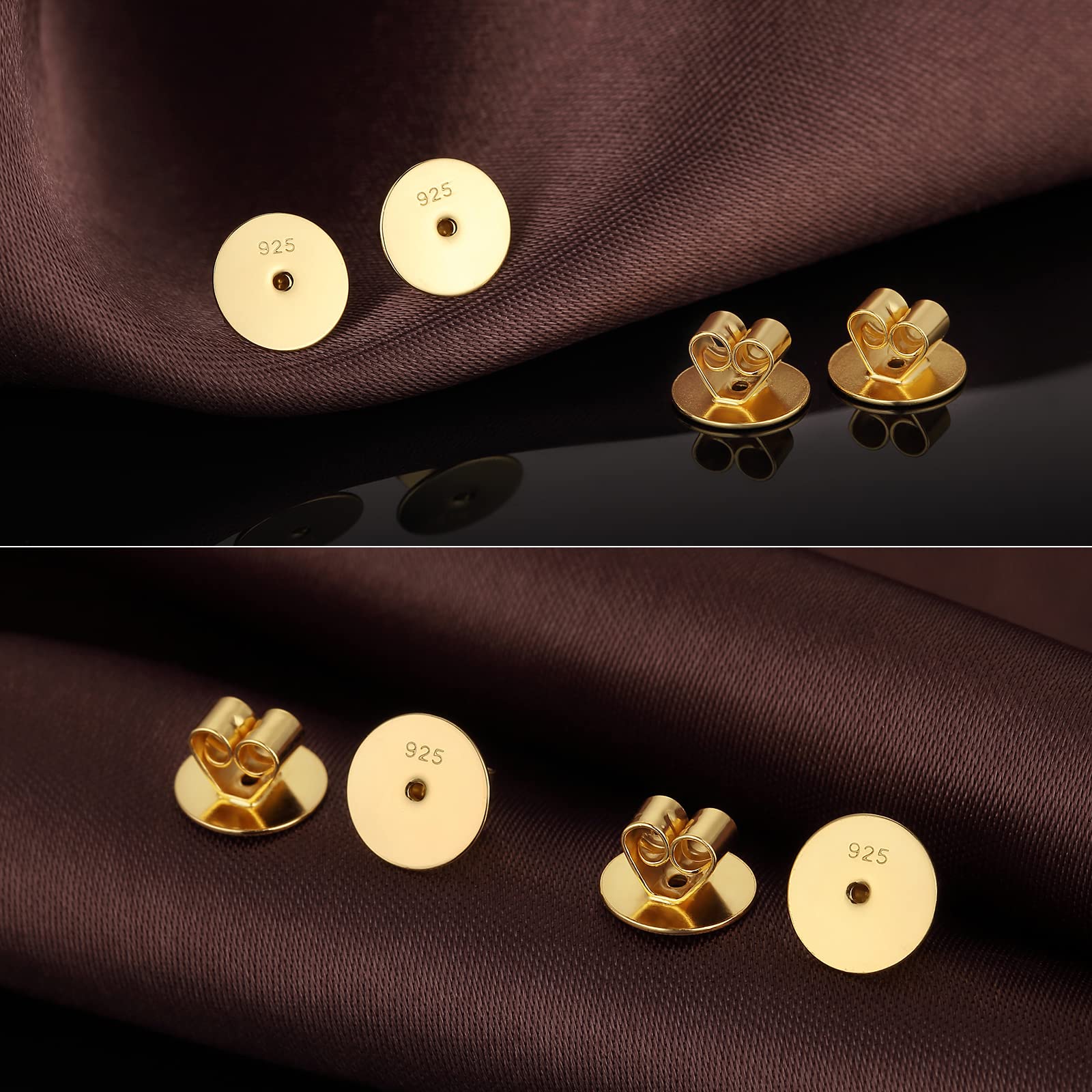 Earring Backs Gold Earring Backs for Stud Sterling Silver Safety Locking Earring Backs Lock Backs for Diamond Earrings Flat Backs for Earrings Stud Earring Backs Hypoallergenic Comfort Backs for Stud