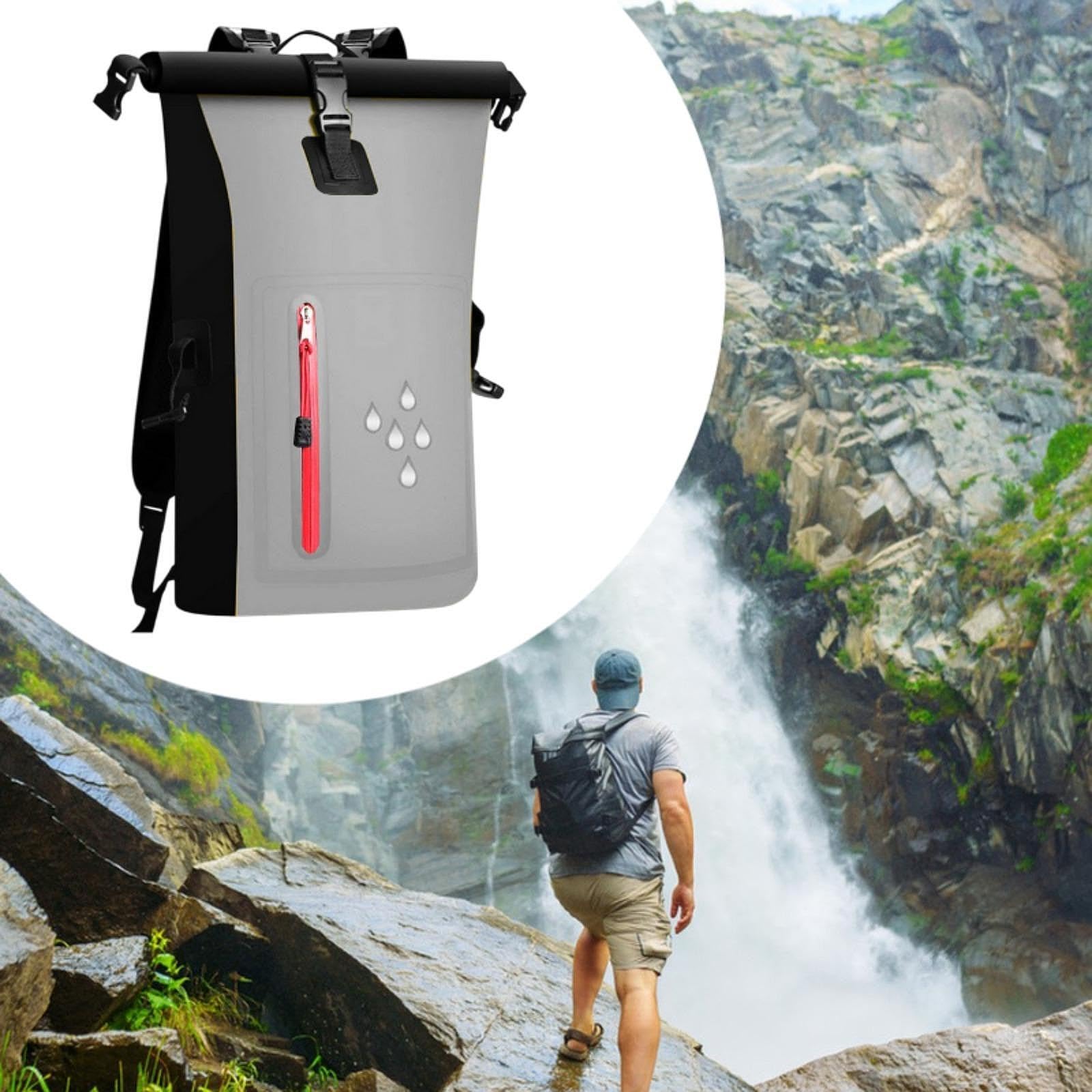 predolo Bolsa Seca Impermeable de 25 L, Multifuncional, Ligera, para Flotar, Mochila Impermeable para Canoa, Pesca, Esquí Y Vela.