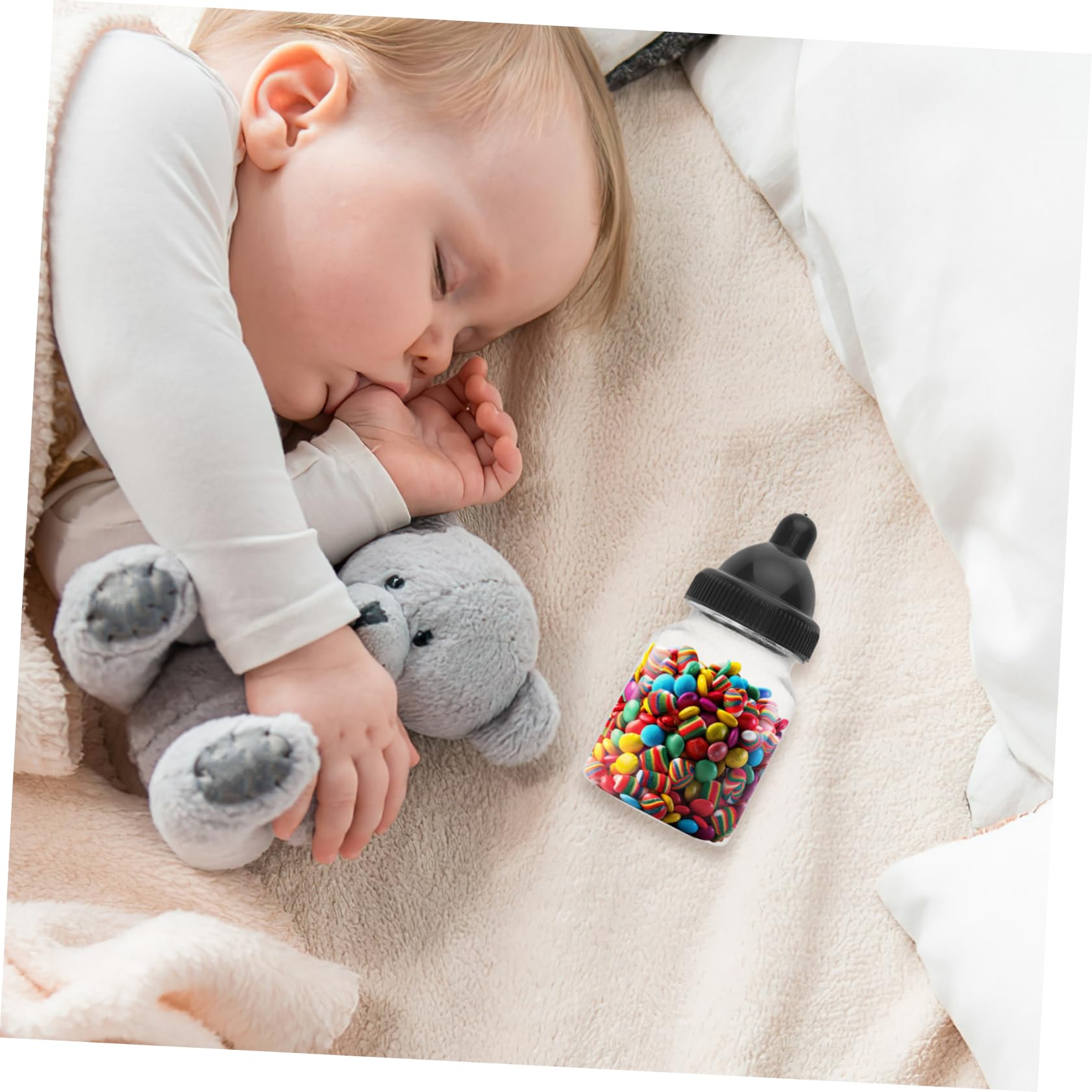 Beaupretty Lot de 12 Boîtes à Bonbons en Plastique Réutilisable de Biberon pour Baby Shower, Décorations D'événements, Boîte Créative et Élégante pour Friandises