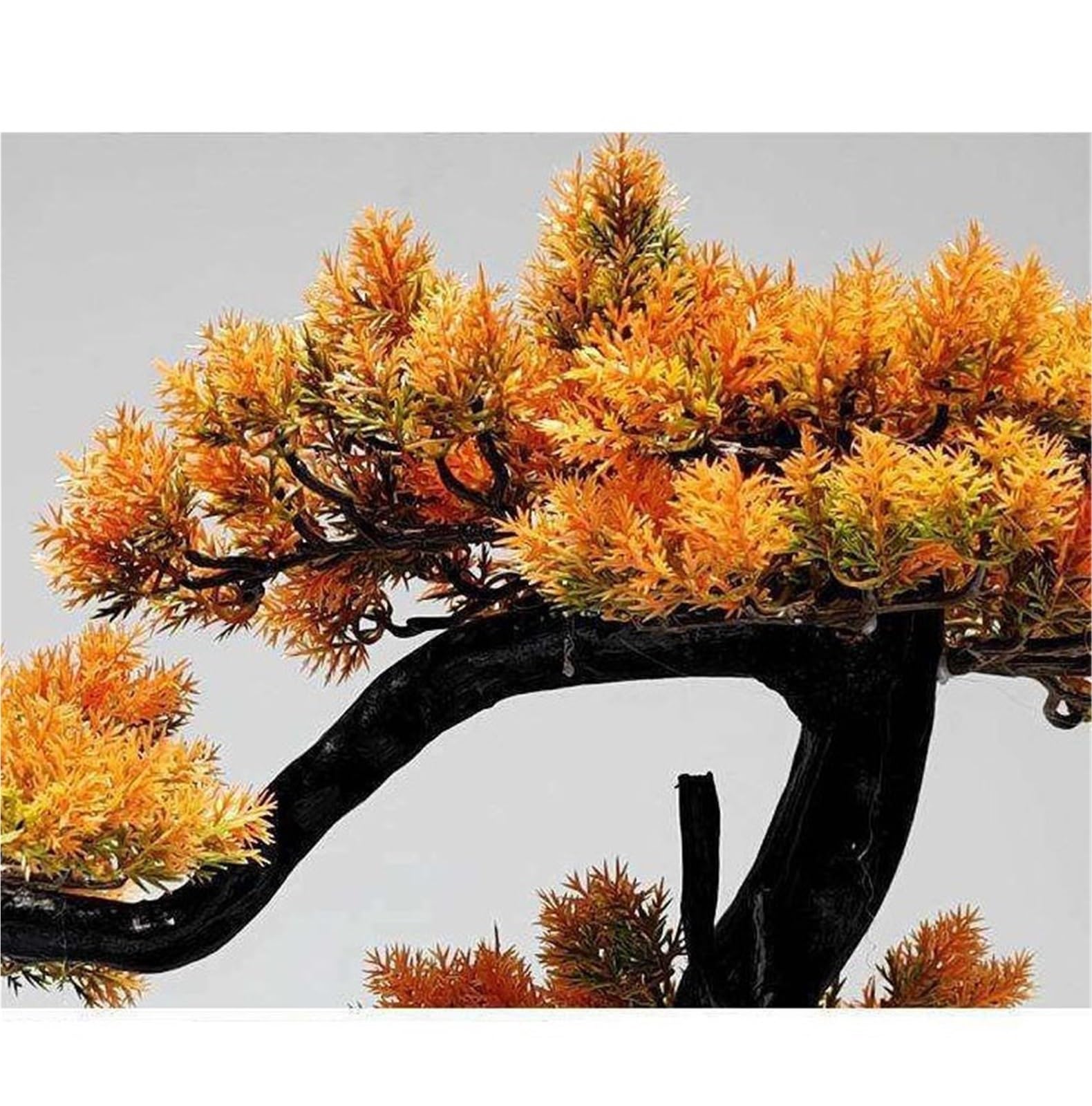 Albero Bonsai Artificiale Bonsai Artificiale in Stile Cinese con Vaso in Ceramica, Albero in Arancione for Soggiorno