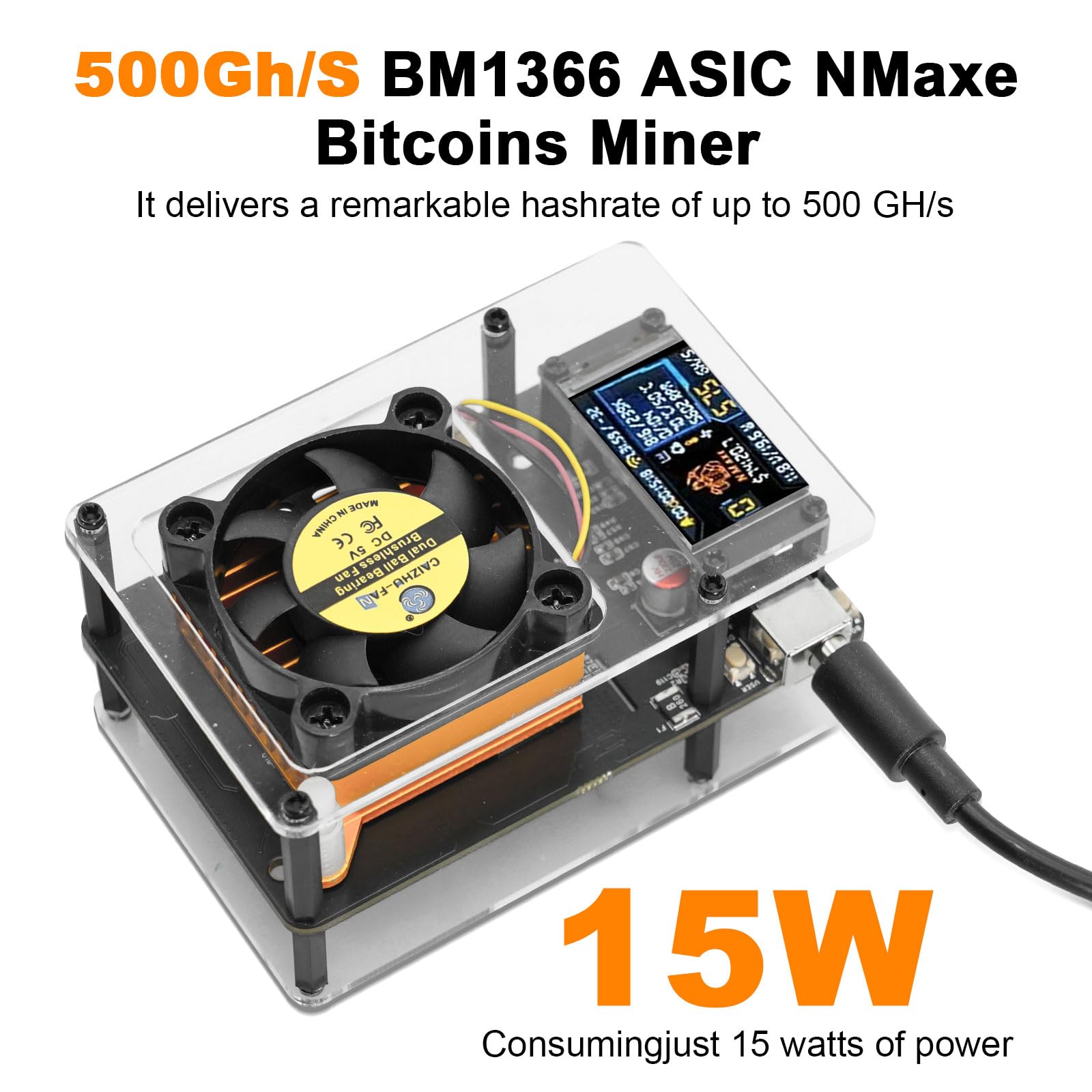 NerdMiner NMaxe Solo Bitcoin Miner with BM1366 ASIC Chip Binghe 500 GH/s 20  J/TH Bitcoin Solo Home Miner Lottery Miner Solo Lottery BTC Bitcoin Miner  with EU Plug Compatible with Nerd Miner: