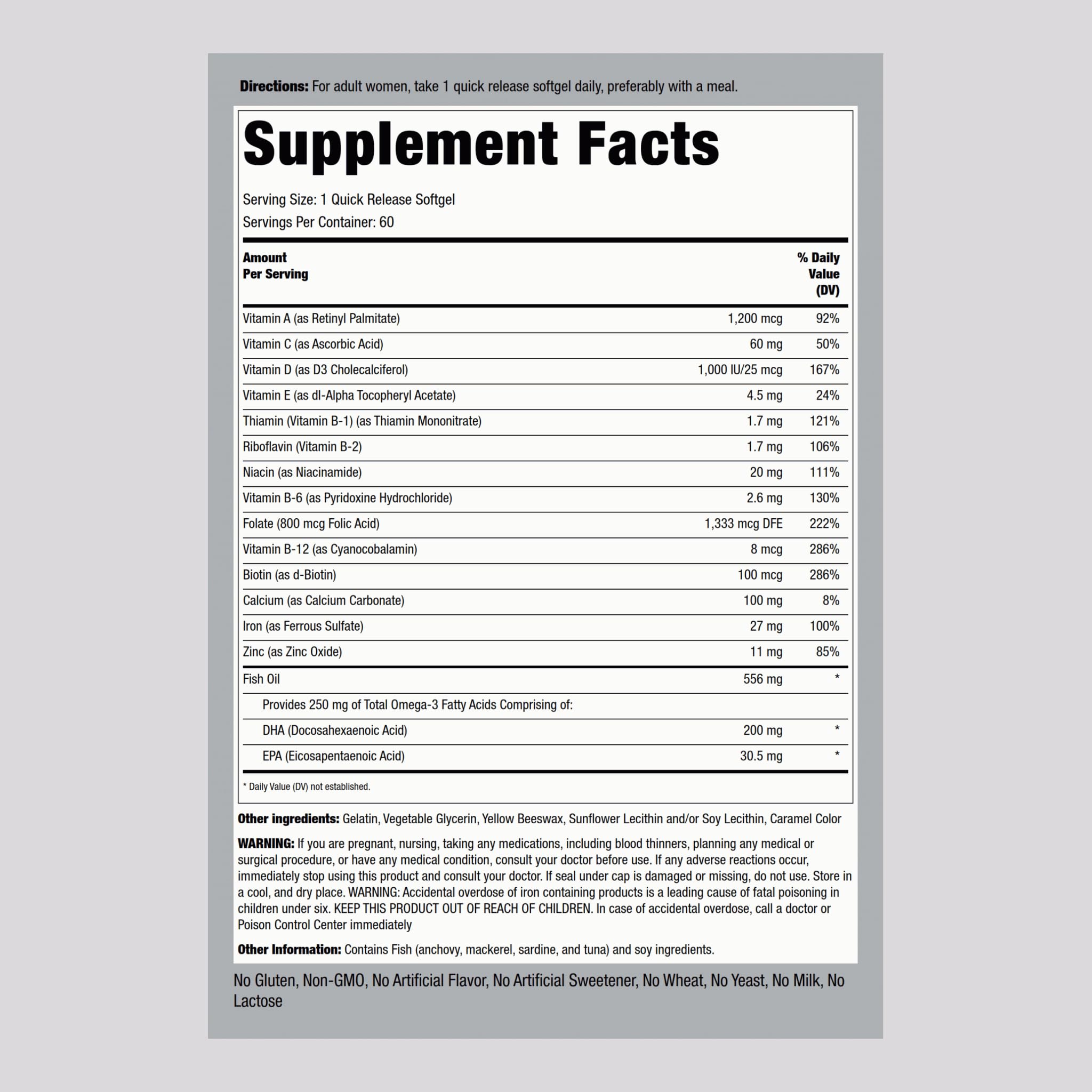 Piping Rock Prenatal Vitamins for Women with DHA | 60 Softgels — Amazon image 2