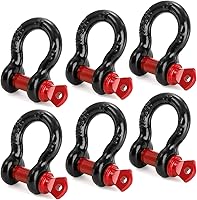 Bekith 6-Pack 1/2" D-Ring Shackles - 2 Ton (4,000 lbs) Capacity Screw Pin Heavy Duty for Off-Road Towing, Winch Recovery & Truck Hauling