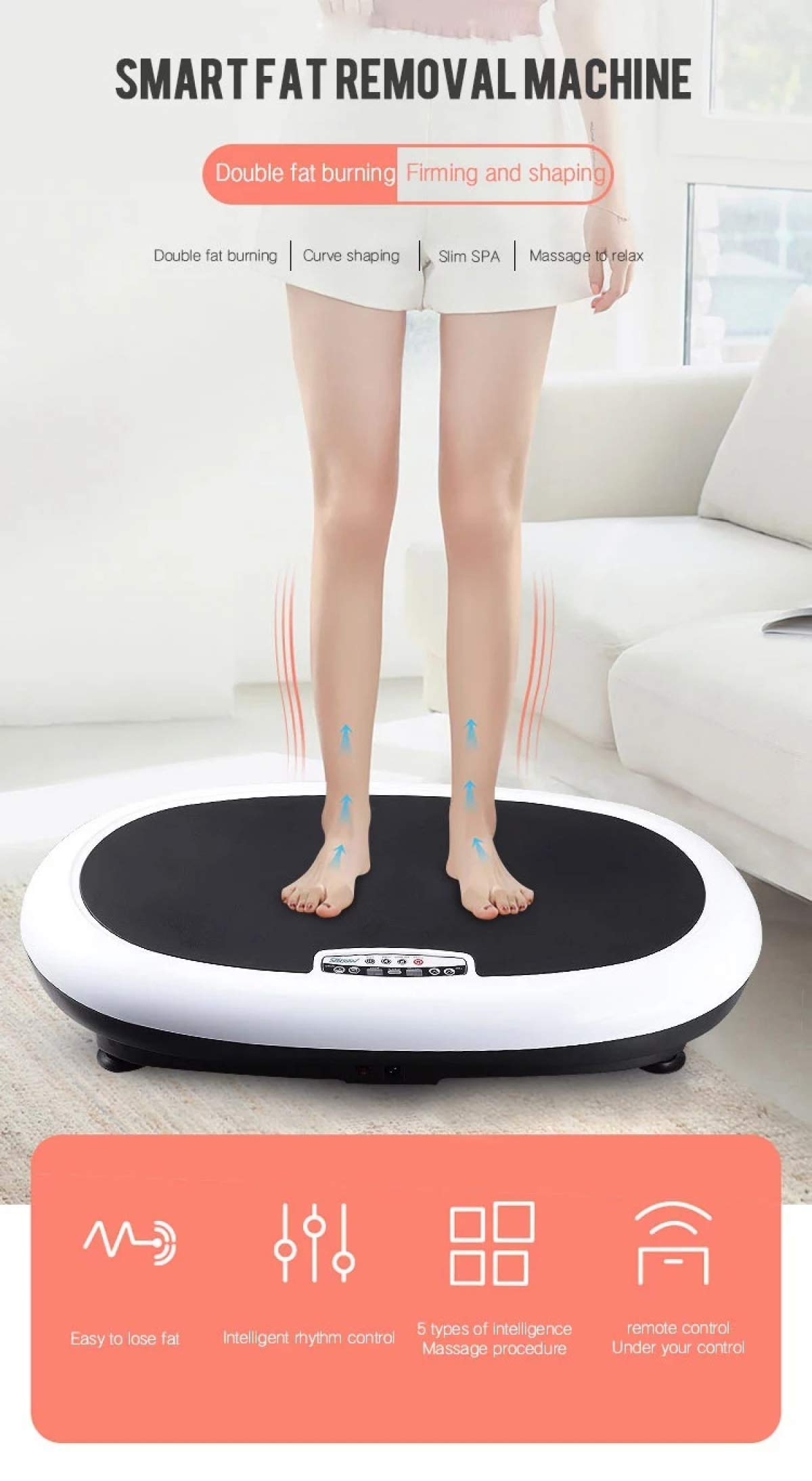 Pedane vibranti Piastra Vibrante Macchina per Esercizi Allenamento per Tutto Il Corpo Macchina per Massaggi Fitness con 5 modalità di Programma Carico Massimo di 220 libbre per Attrezzature per l'al