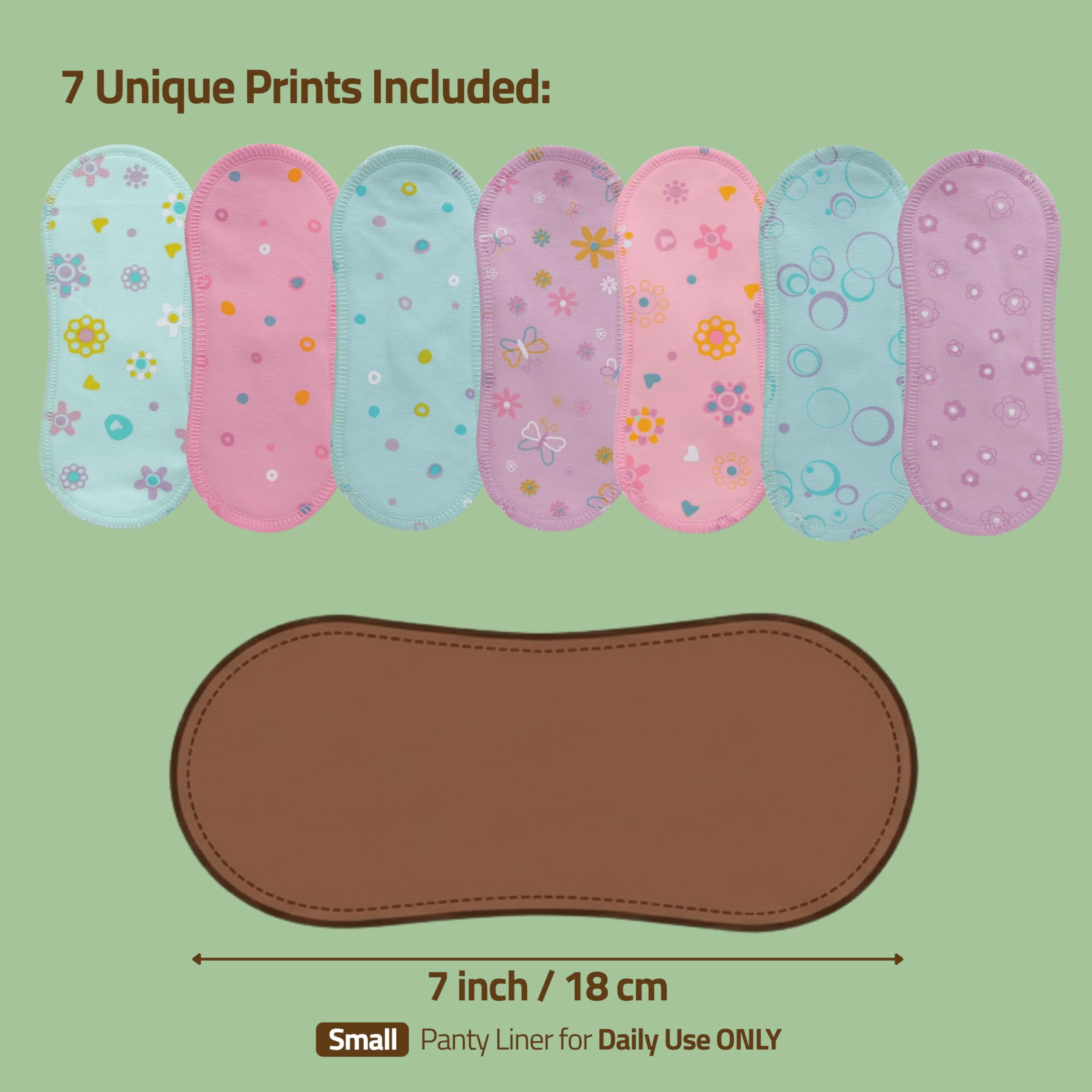 Natissy Salvaslips Reutilizables de Algodón Orgánico para Mujer, Lavables, Transpirables, Suaves, Sin Olores y Sin PUL - Pack 7 Talla S - Made in EU