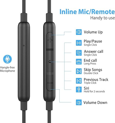 Miniatura 2 de ADPROTECH Auriculares Lightning con certificación MFi con controlador de micrófono para entrenamiento deportivo, compatible con iPhone 14131211Pro