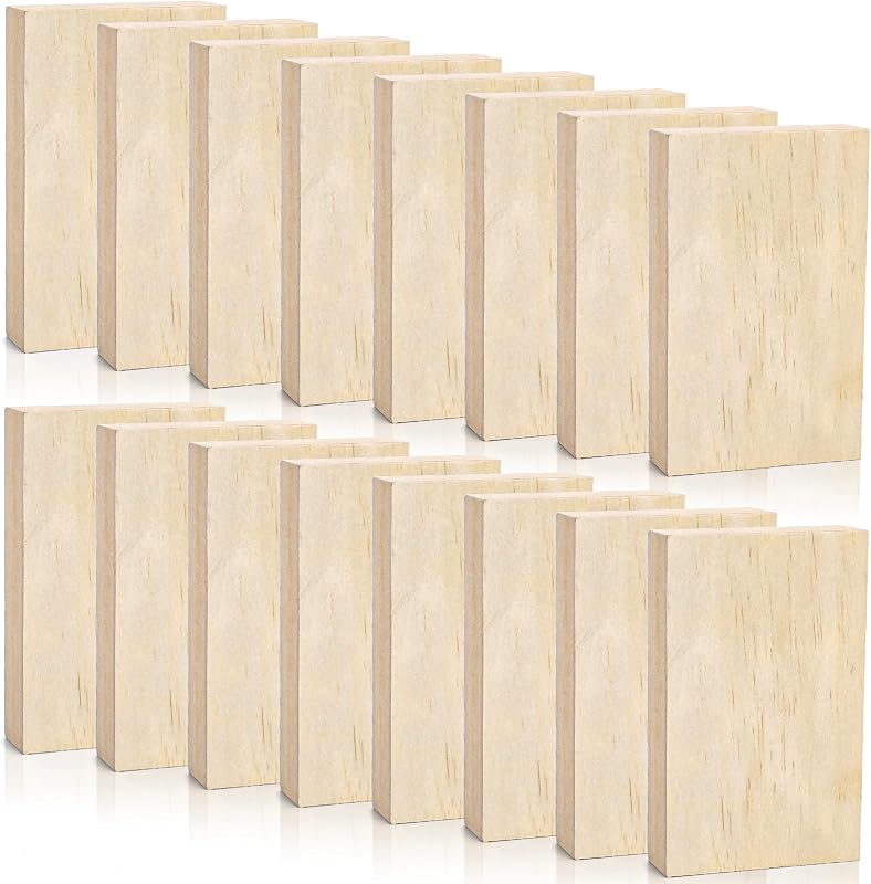 16 Pack Unfinished Wood Blocks for Crafts, Blank MDF Board, Wooden Rectangle Blocks, 1 Inch Thick Smooth Paintable Wood Pieces for DIY Projects, Painting, Engraving, Chip Carving, 5" x 3"
