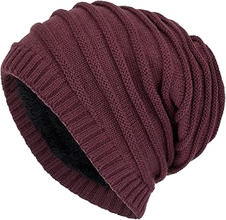 Caldo berretto invernale da uomo e da donna, design a maglia con fodera interna extra morbida