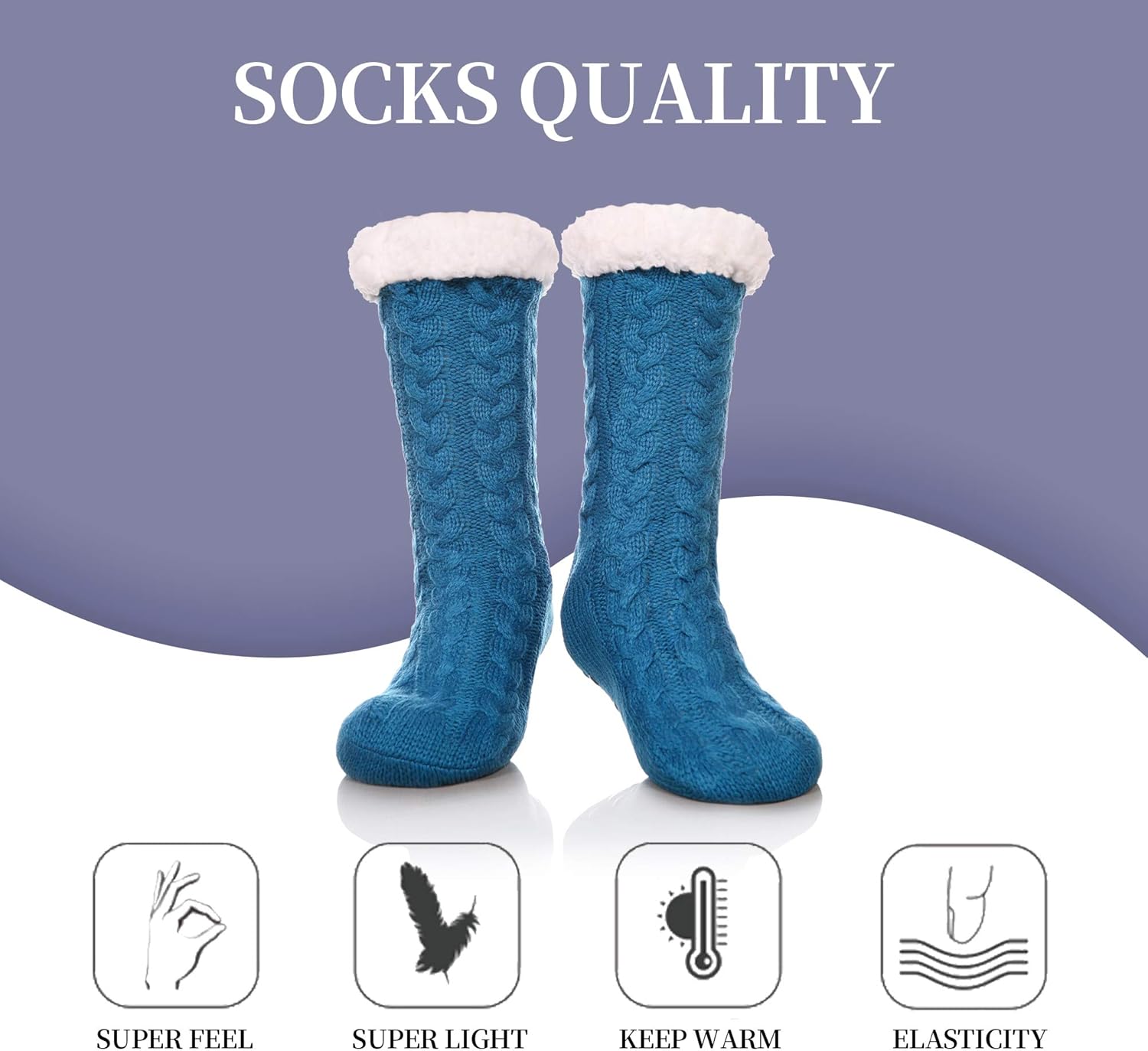 SDBING Women's Winter Super Soft Warm Cozy Fleece Lined Fuzzy Slipper Socks with Grippers - Image 5