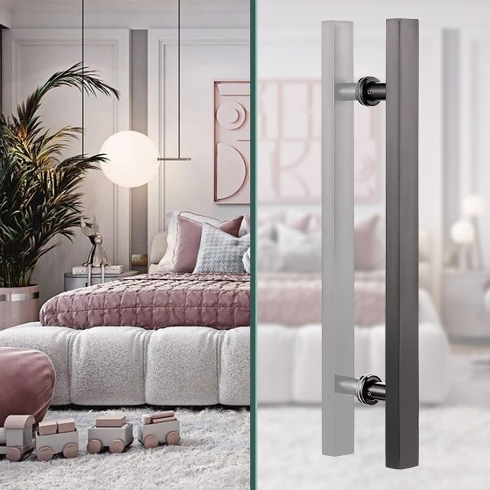 Komercyjny uchwyt do drzwi przesuwnych, proste zestawy klamek do drzwi przesuwnych, zestawy klamek do drzwi przesuwnych do hotelu/centrum handlowego/studio/bramki firmowej/złoty/60 cm/23,6 cala