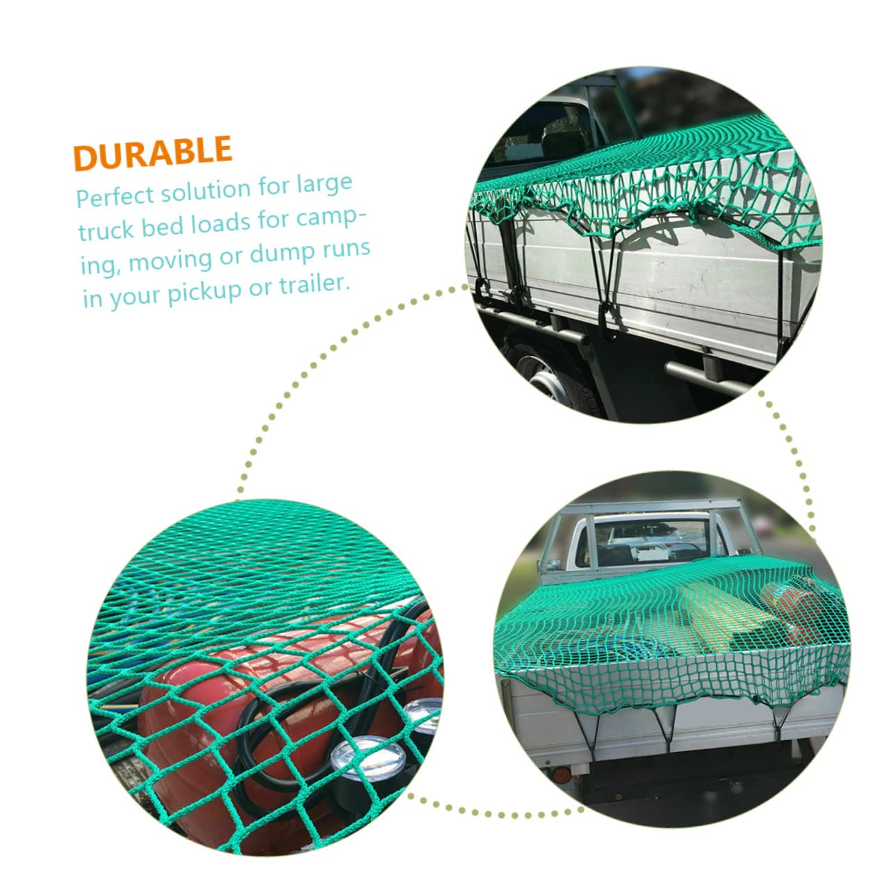 Cabilock LKW Ladeflächennetz für Pickup und Anhänger mit Elastischen Gurten und 15 Haken Nylon Material für Camping und Ladungssicherung Beim Transport | Elastische Gurte, 2, 5x3, 5m, Abriebfest und Reißfest, für Anhänger und Dachgepäckträger