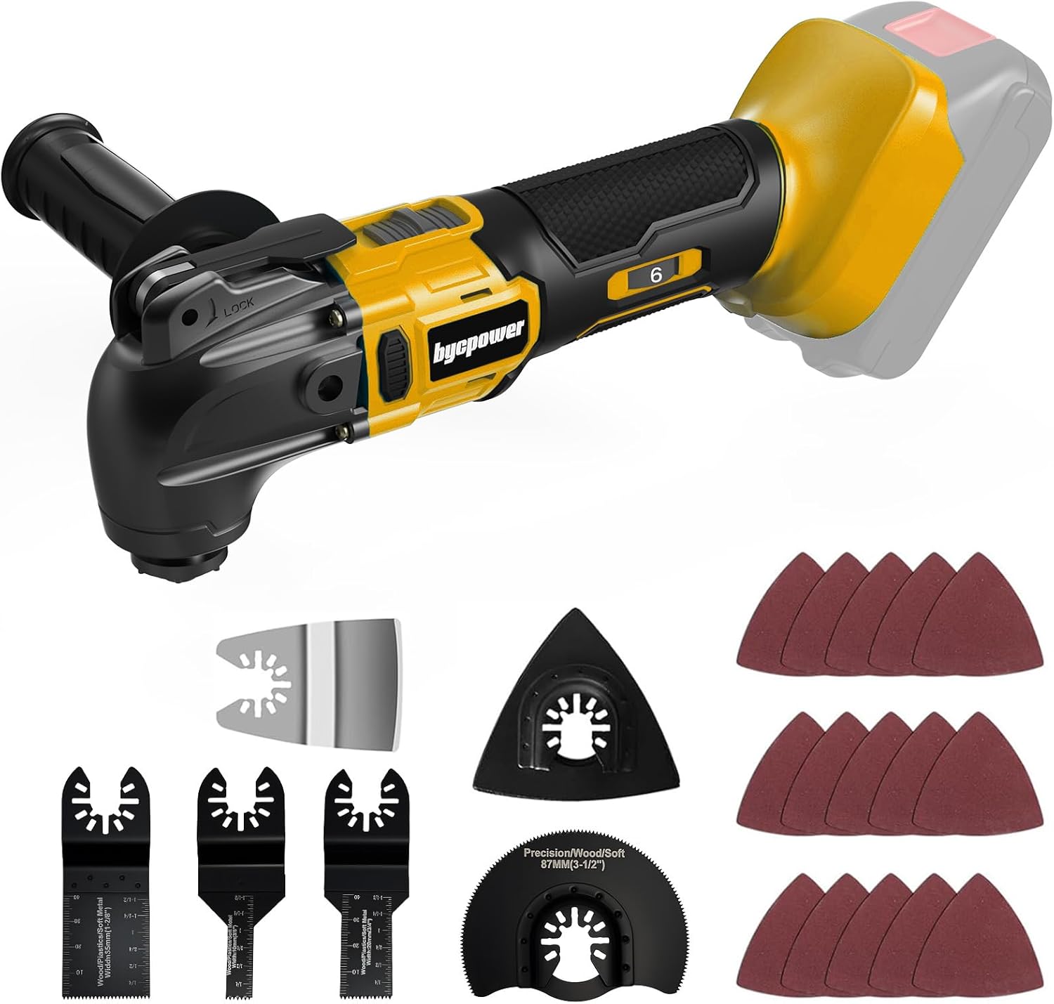 Oscillating Multi Tools for Dewalt 20V Battery, Multitool with 6 Speeds to 21000 OPM, 4°Angle, Quick-fit Blade with 21pcs Accessories for Cutting, Sanding, Scraping(Tools only)