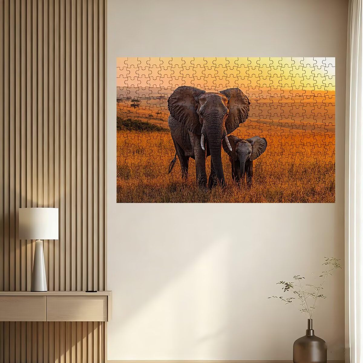 Puzzle 4000 Teile Elefant, Wiese Puzzle 4000 Teile Erwachsene, Klassische Puzzles für Erwachsene, Challenging Puzzel für Die Ganze Familie, Holzpuzzle Geschenke für Frauen, Deko Wohnzimmer -3748