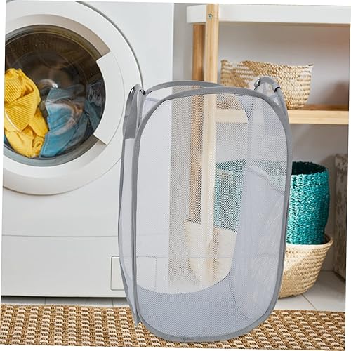 Miniatura 2 de LABRIMP 2 cestas portátiles para ropa sucia, contenedores de almacenamiento de ropa, organizador de suéter de malla, para colgar en la pared,