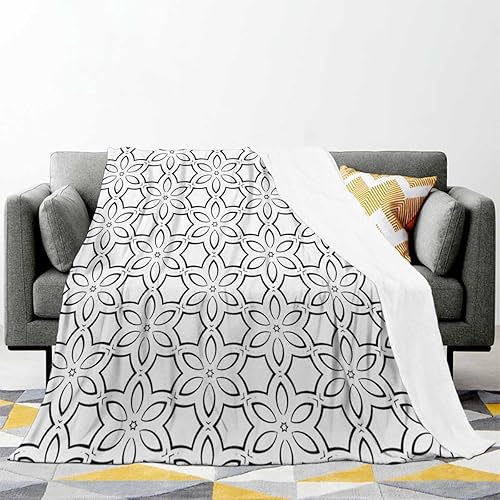 Miniatura 2 de Manta para cámper, geometría de color claro, línea de celosía, moderna, Cobijas para El Frio, camping, viajes, picnic, 40 pulgadas x 60 pulgadas