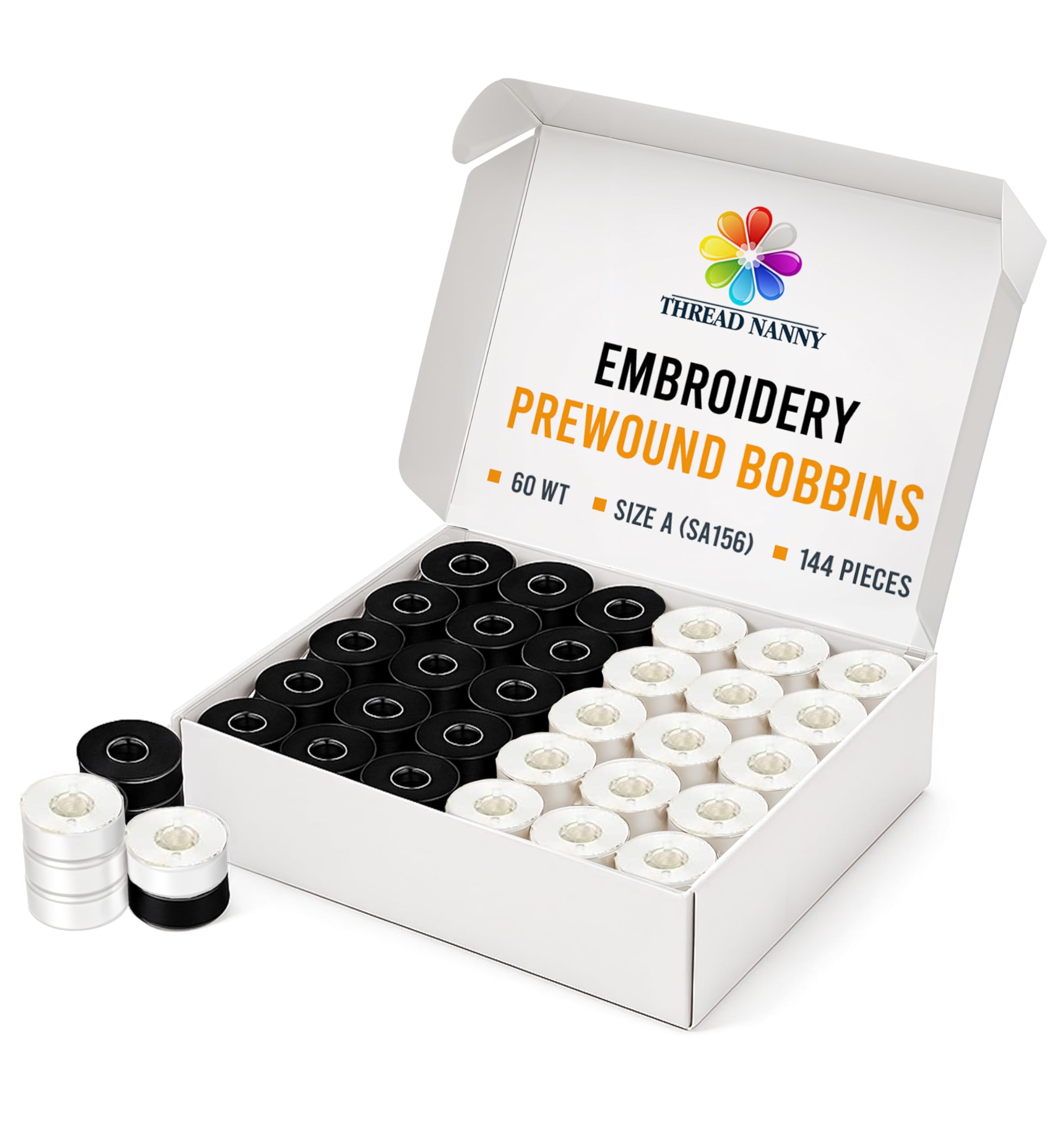 Amazon.com: 144 Black & White Pre-Wound Bobbins for Brother