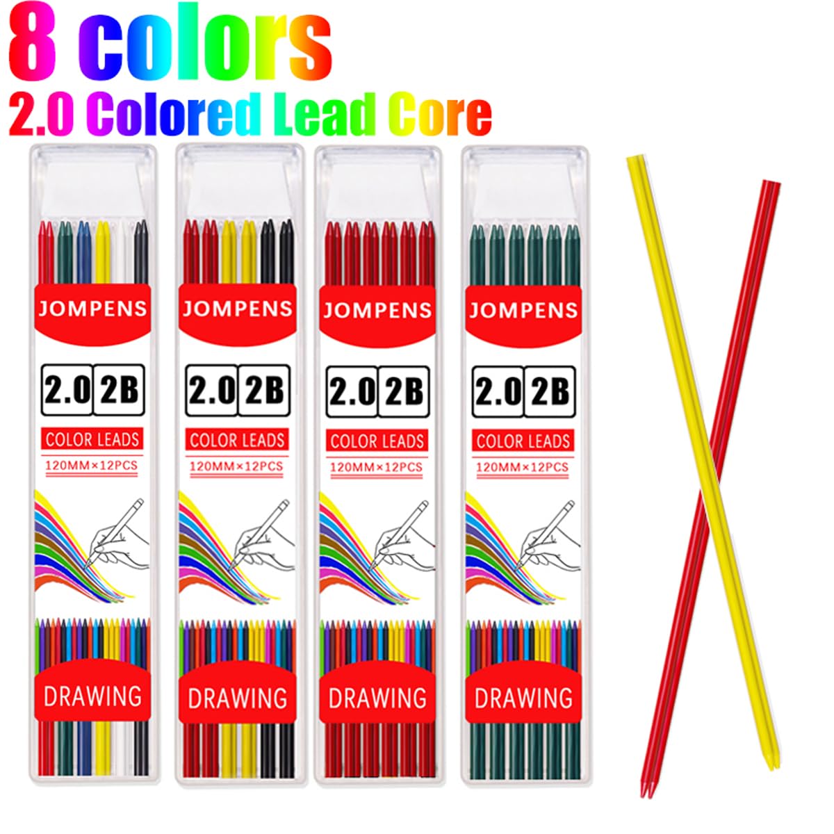 2,0 mm, 2B wielokolorowy gruby ołówek do obróbki drewna, struktura mechaniczna, solidny ołówek do rysowania, ołówek do znakowania drewna (biały)