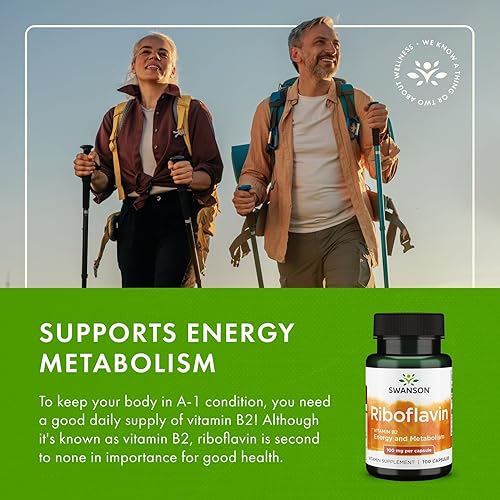 Miniatura 6 de Swanson Suplemento de vitamina B2 (riboflavina) – Suplemento vitamínico para apoyar la salud de la visión, ayudar a la función tiroidea y promover