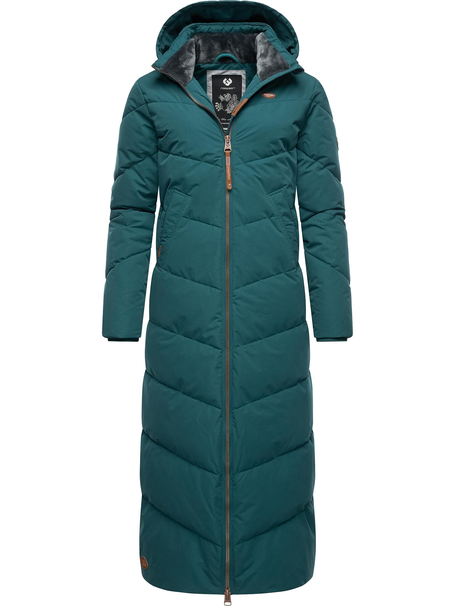 Ragwear Rebelka Extralong Women's Winter Jacket Winter Coat Parka with Removable Hood XS - 6XL, dunkelgrün, XS