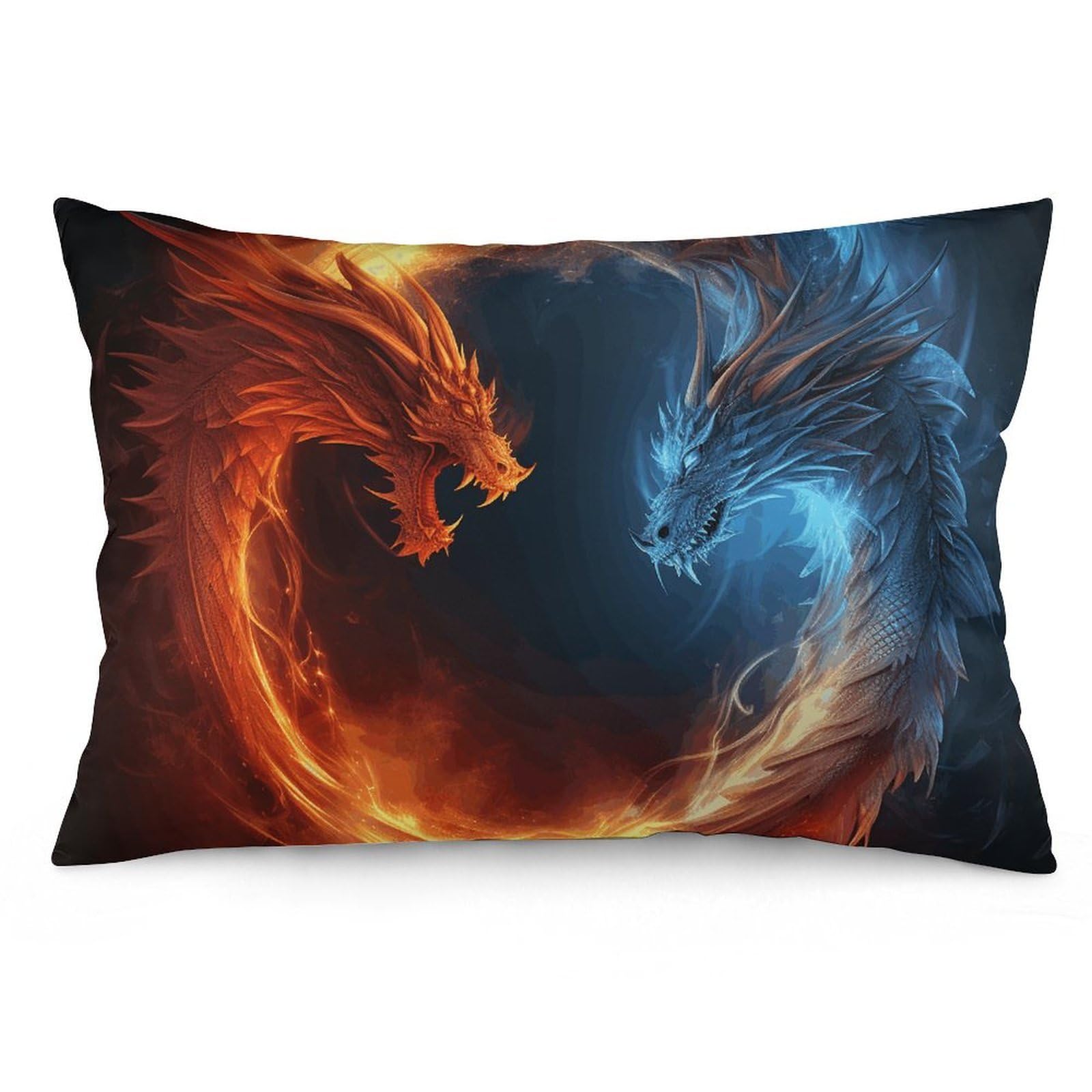 NONHAI 2 Pack Pillow Cases for Hair and Skin, Soft Breathable Pillow Case Covers with Hidden Zipper, Fire and Ice Dragons Pillowcase 16 "x24 Pillow Covers for Sleeping Gift