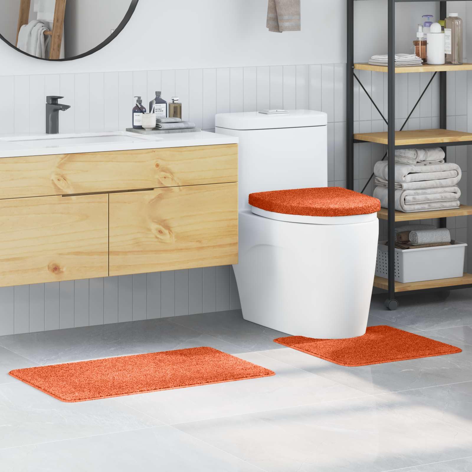 Lot de 3 tapis de bain antidérapants en polypropylène - Orange