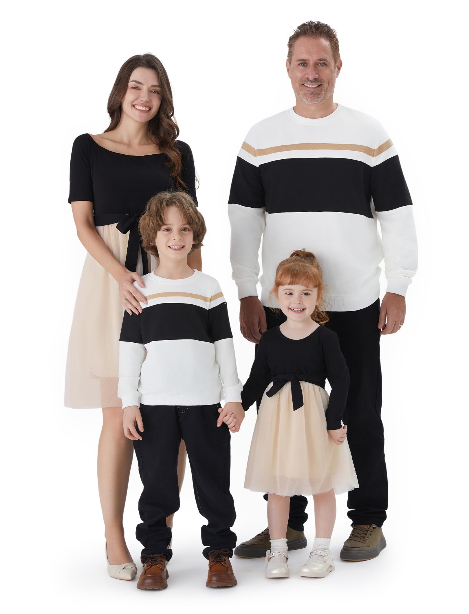 Family Matching Outfits Boy Sweatshirt: Long Sleeves for Fall Winter Vacation Travel Photos Family Reunion Home Weddings Party School Picture - Boy 3-4 Years Ivory