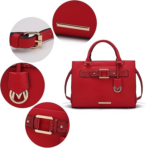Miniatura 7 de MKF Collection Bolso de mano para mujer bolso cruzado de cuero vegano con asa superior y cartera de pulsera