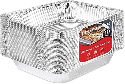 Vista 16 de Stock Your Home Bandejas de aluminio de 9 x 13 pulgadas con tapas (paquete de 10) – Sartenes profundas desechables de tamaño medio para cocinar