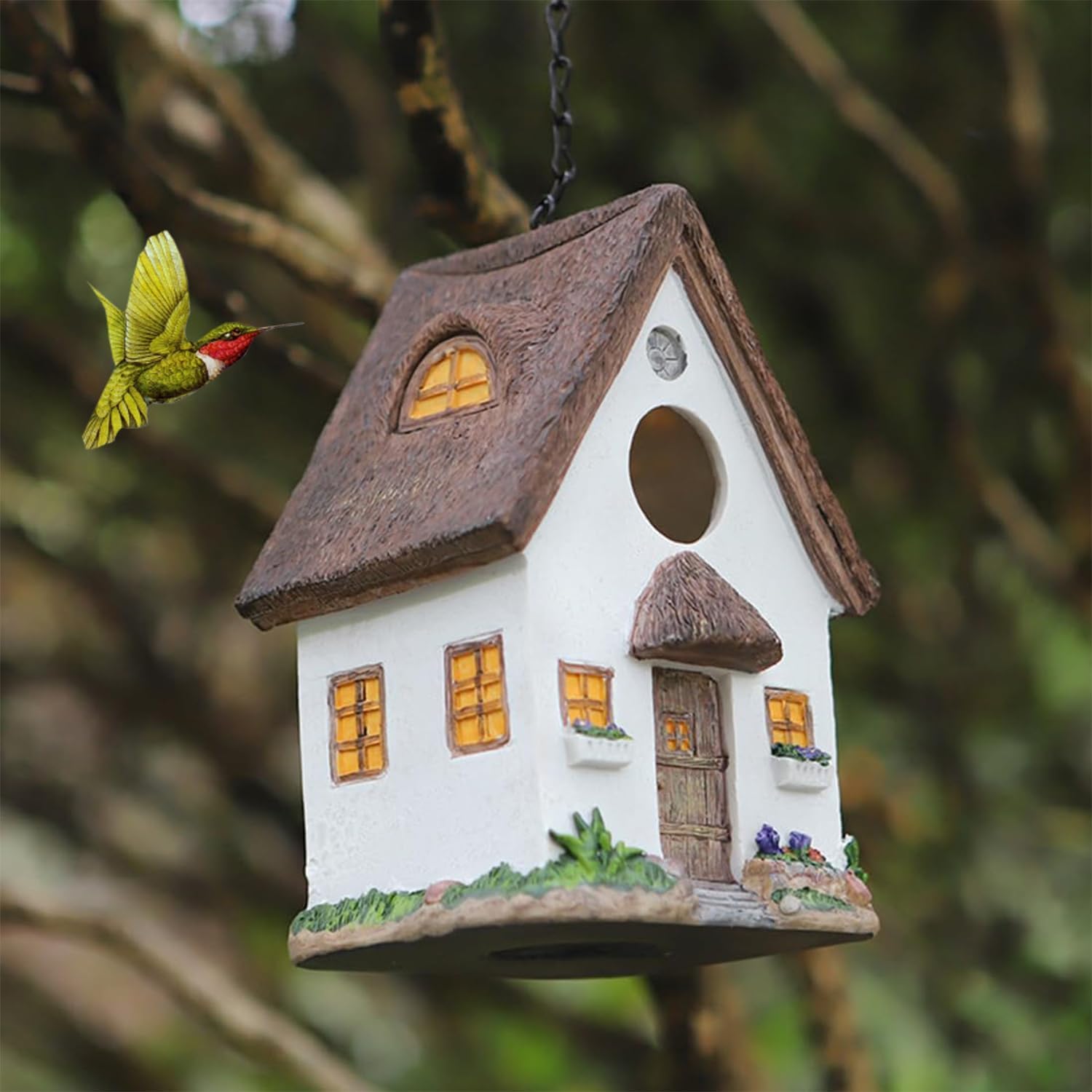 Casa Colgante para Pájaros de Resina Resistente con Ventilación