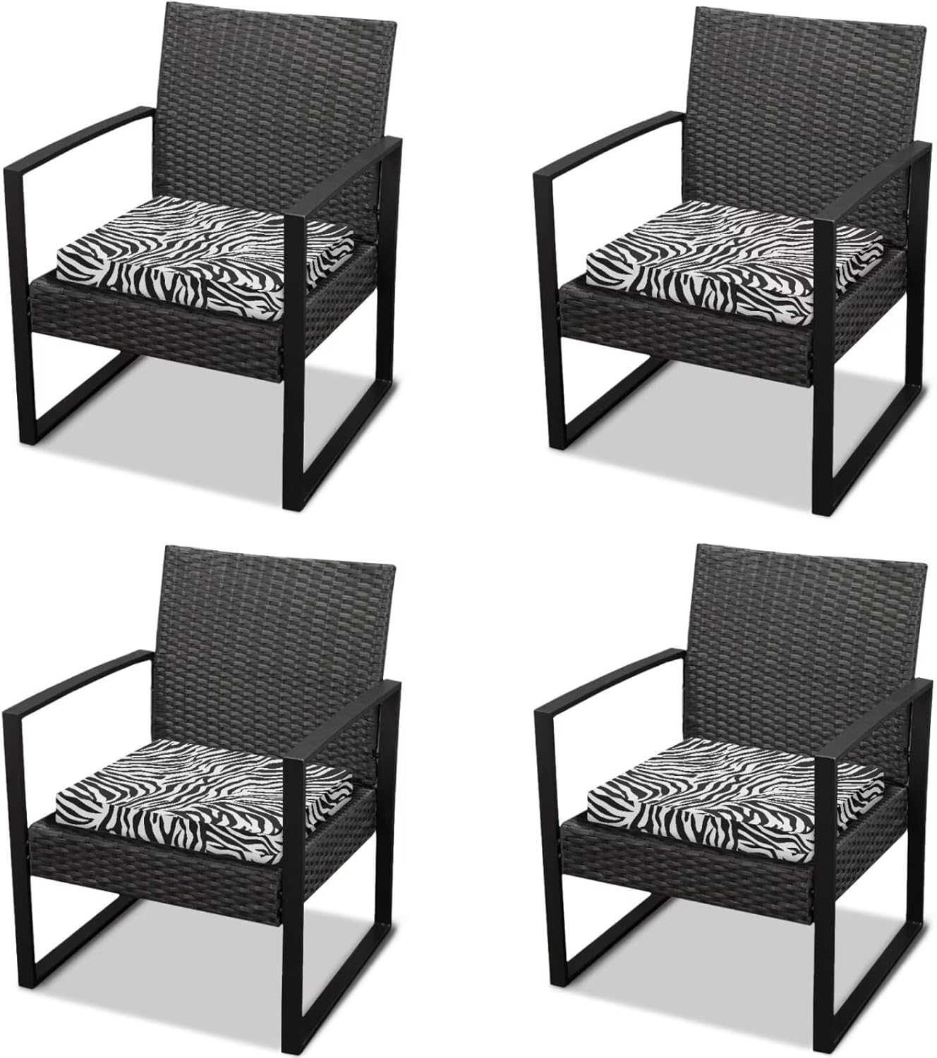 GLENLCWE Zebra Stripes Print 4Pcs Patio Cushion Covers Stretch Outdoor Cushion Cover Waterproof Anti-Slip Replacement for Patio Furniture Sofa Couch Slipcovers