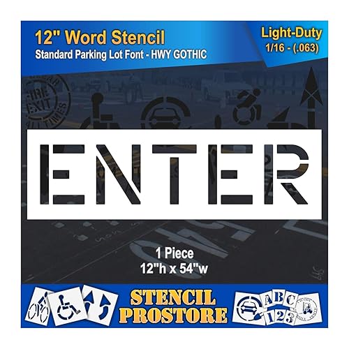 Plantillas de marcado de pavimento  Plantilla de entrada de 12 pulgadas  12 x 53 x 116 pulgadas (63 mil)  Ligero