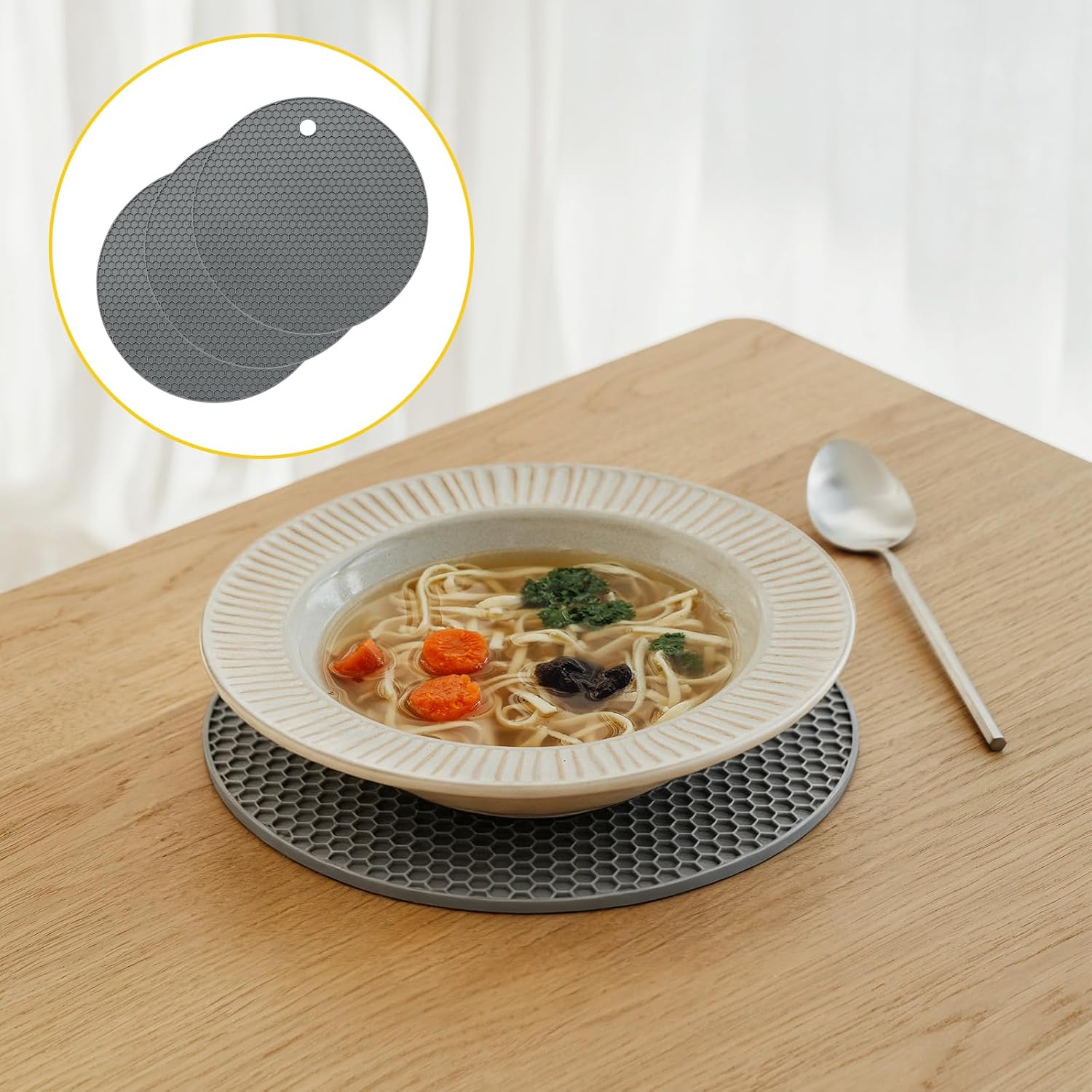 3 Pack Silicone Jar Opener Pads, Multipurpose Round Bottle Lid Opener, Non-Slip Coasters for Texture Can (Gray)