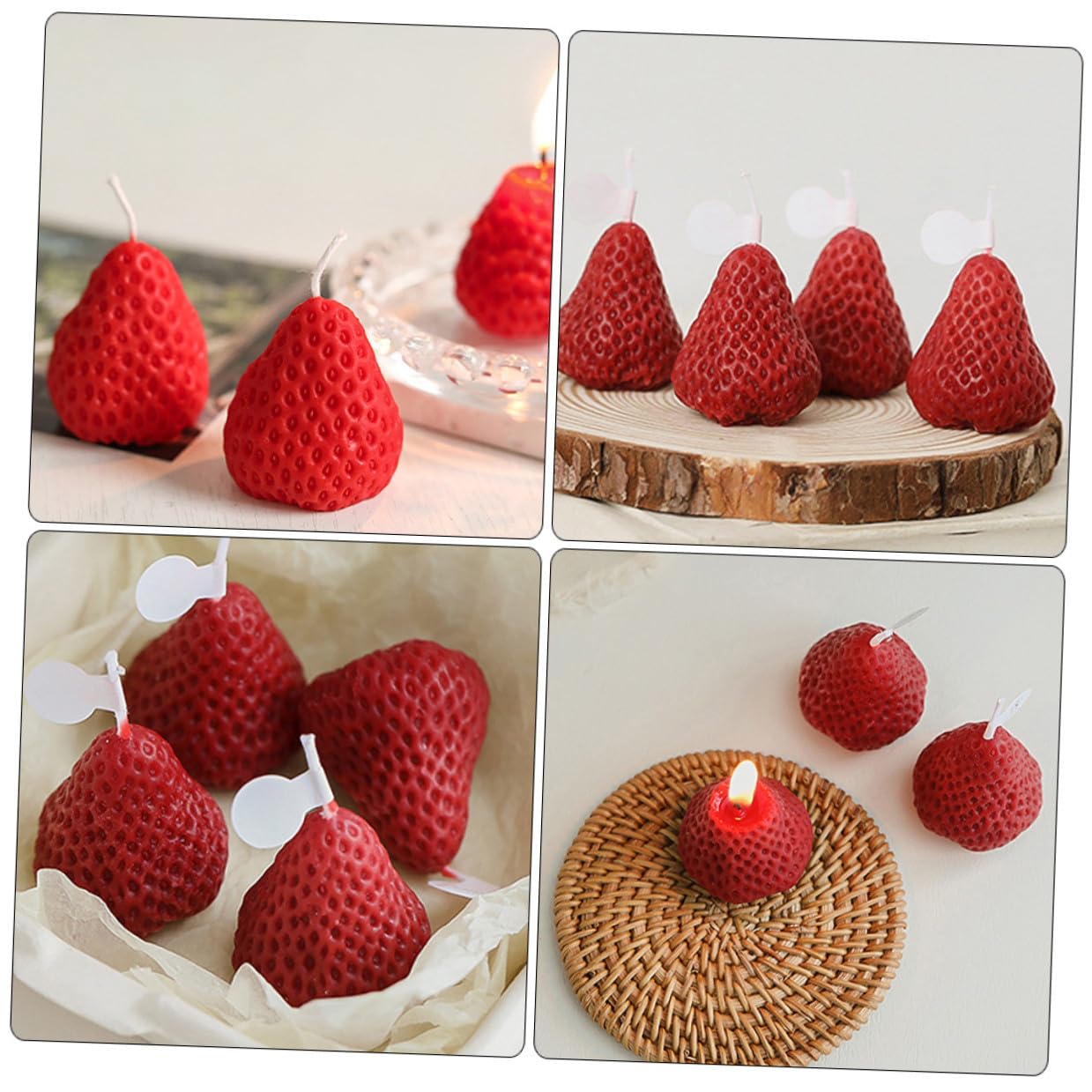 Set 9 Candele Profumate alla Fragola in Paraffina, Decorazioni Alimentari Sicure senza Fumo, Candele per Aromaterapia e Feste, per Casa e Regalo a Donne e Amiche